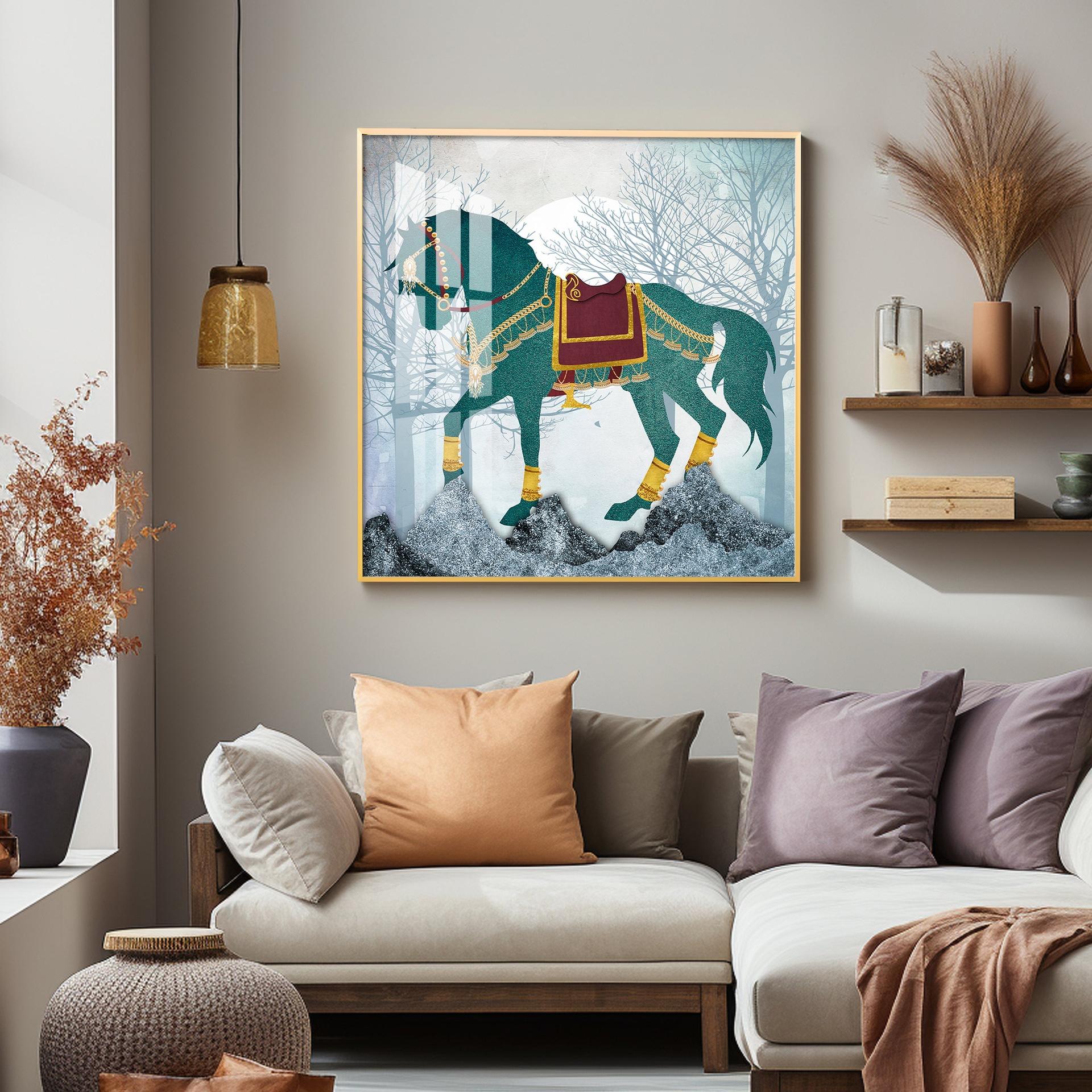 European Abstract Three-Dimensional Horse Premium Acrylic Square Wall Art - Image 4