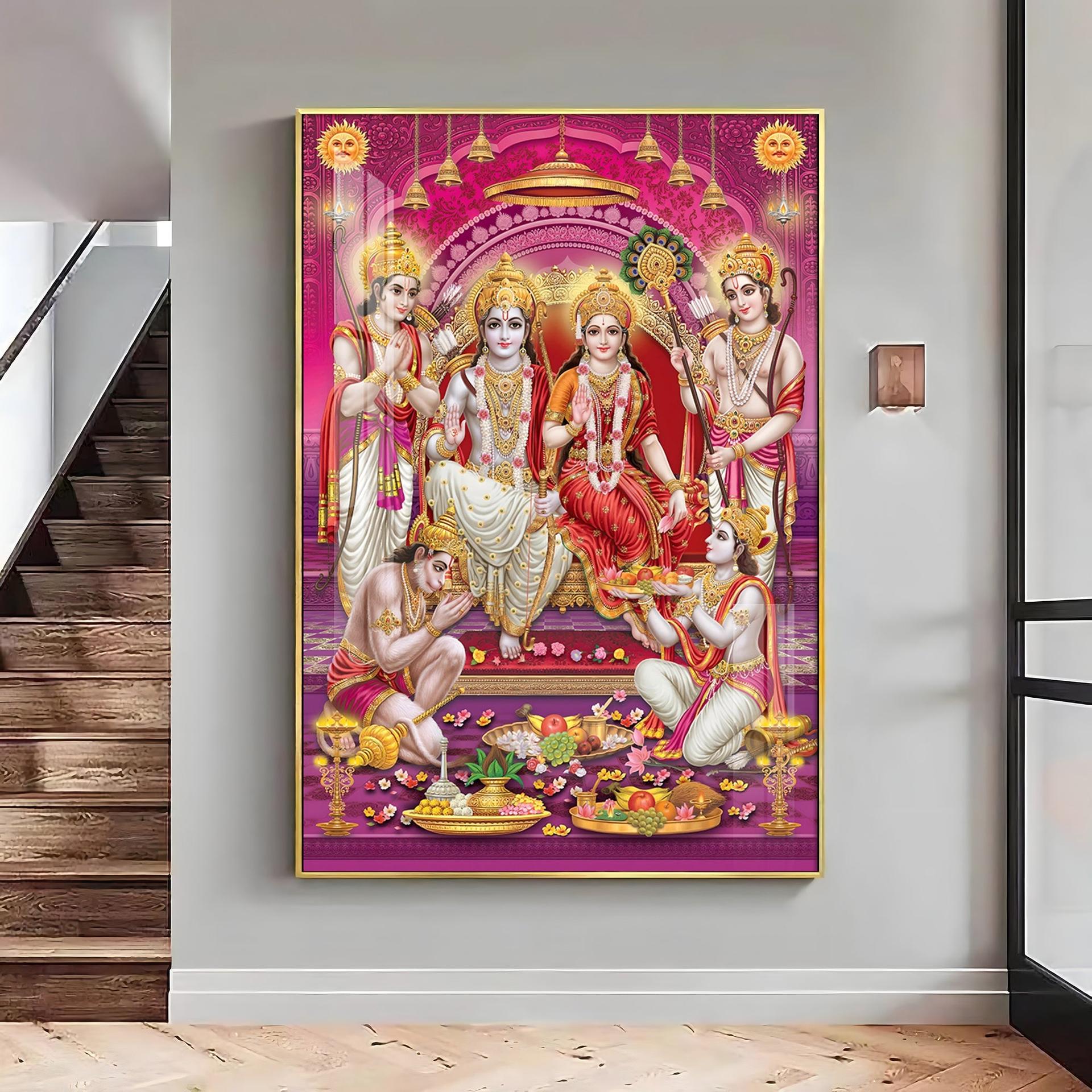 Ram Sita Darbar Premium Acrylic Vertical Wall Art - Image 6