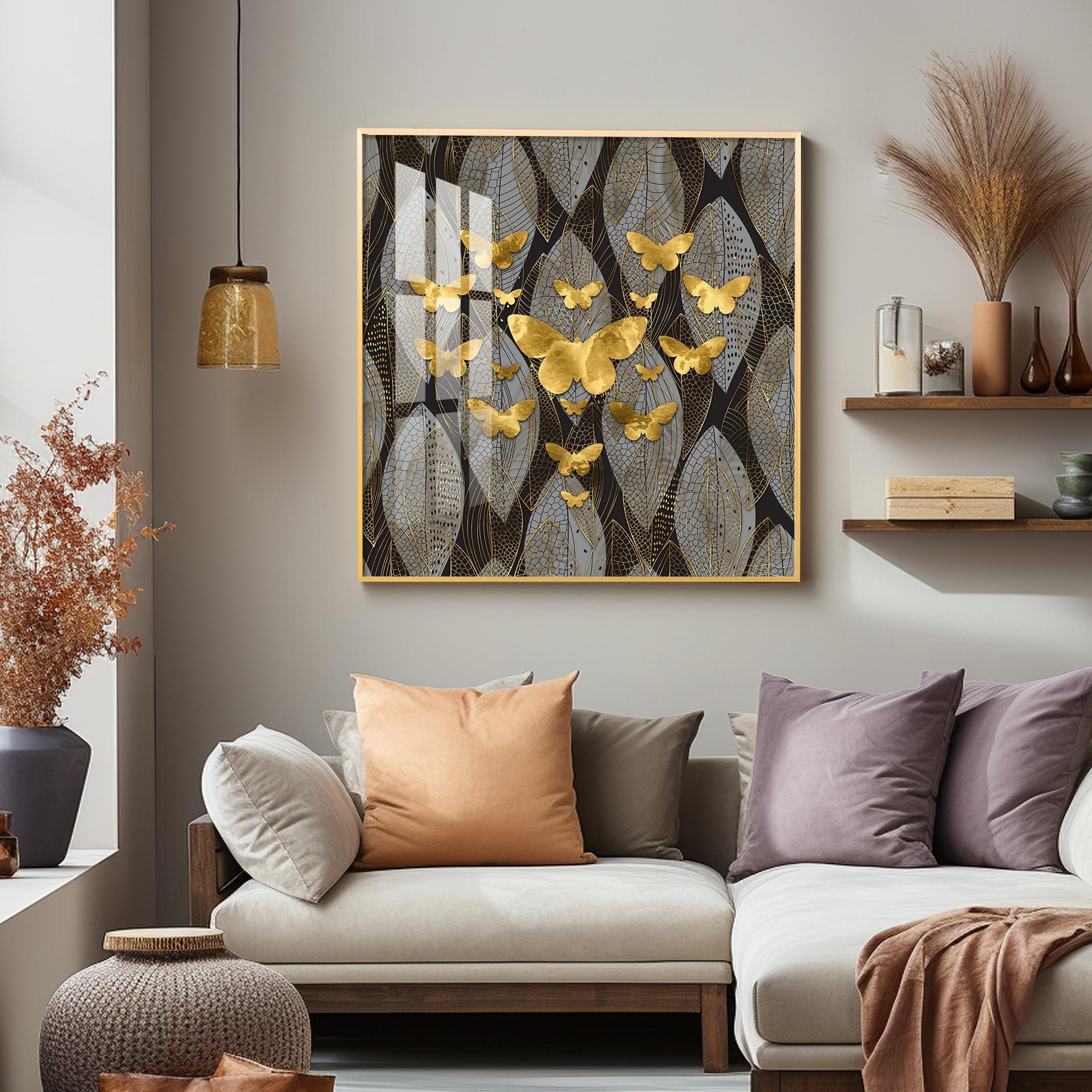 Golden Butterfly Light Luxury Premium Acrylic Square Wall Art - Image 5