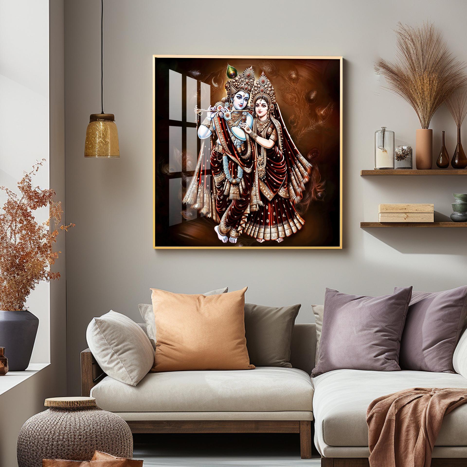 Beautiful Radha Krishna Premium Acrylic Square Wall Art - Image 12