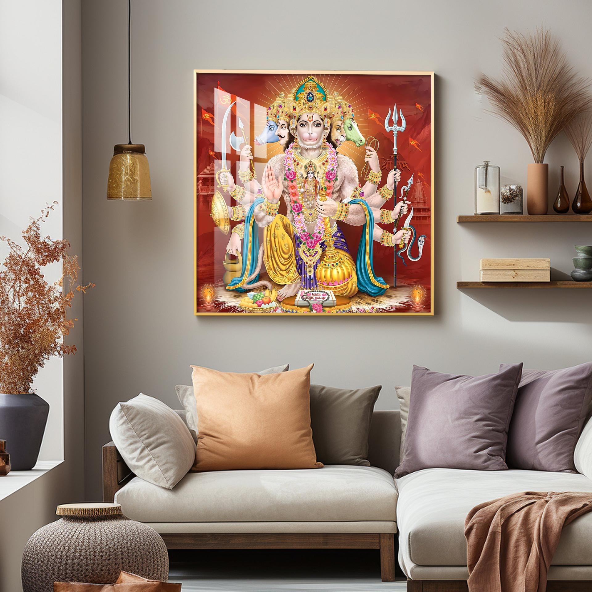 Panchmukhi Hanuman Premium Acrylic Square Wall Art - Image 11