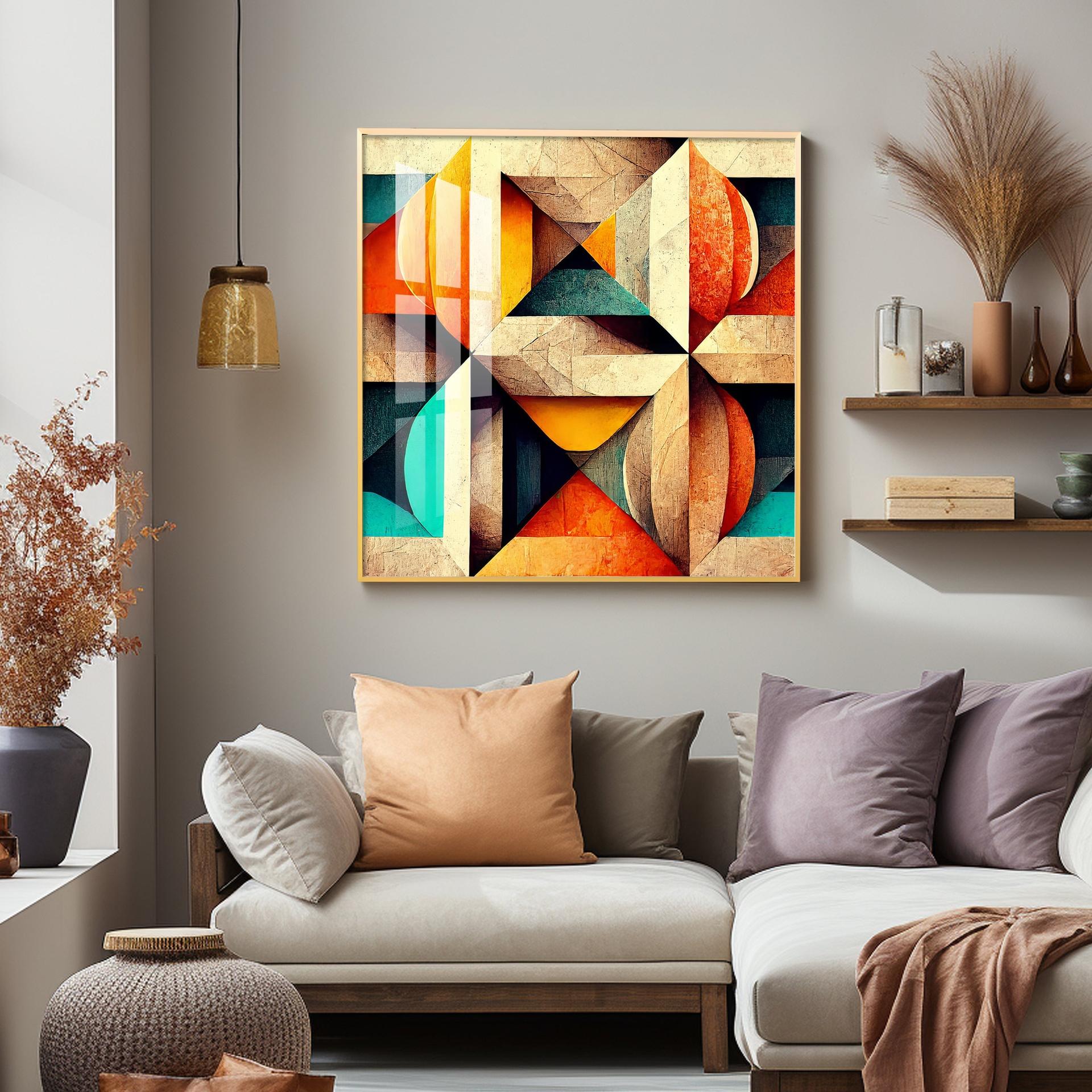 Seamless Pattern Shapes Premium Acrylic Square Wall Art - Image 5