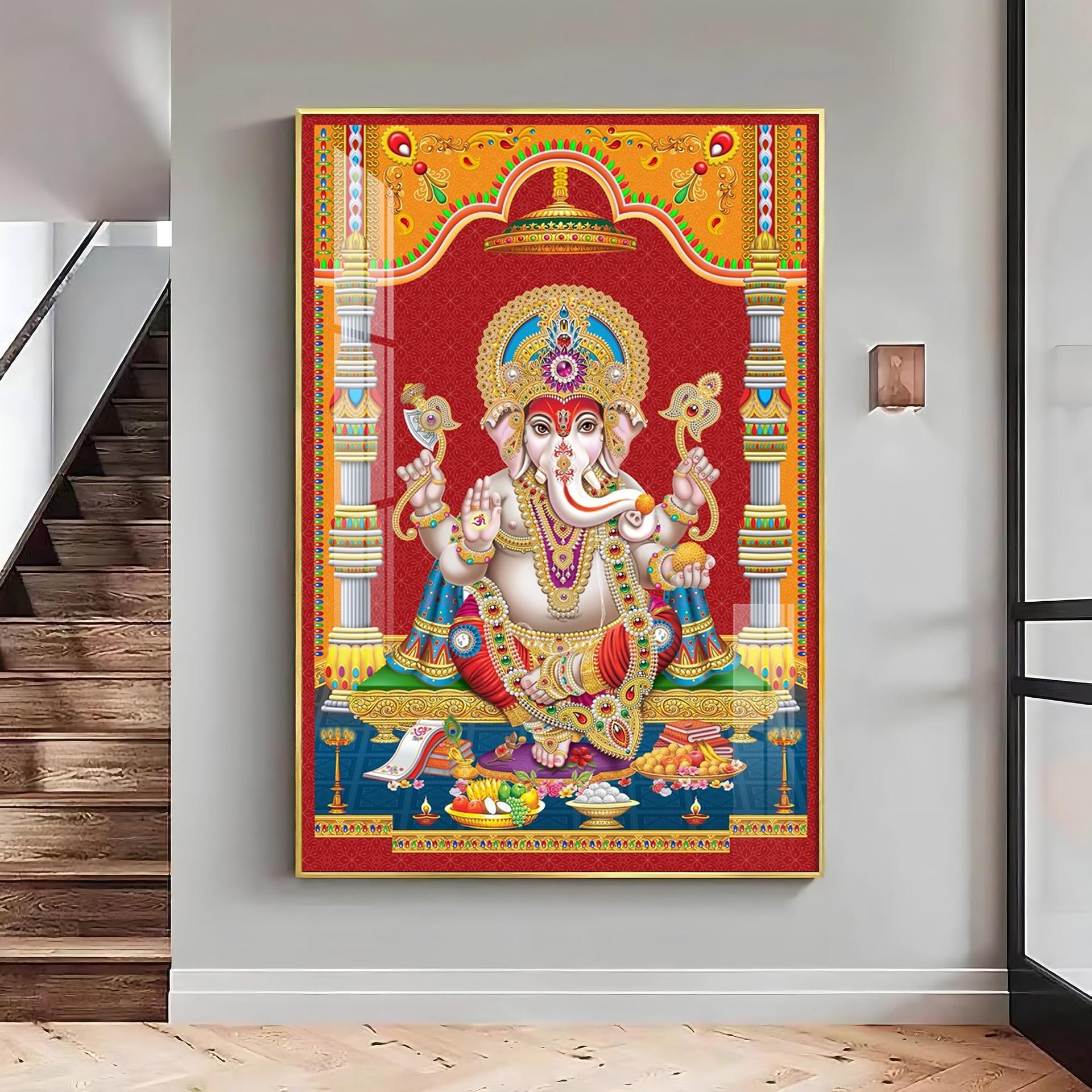 Divine Ganesha Premium Acrylic Vertical Wall Art - Image 7
