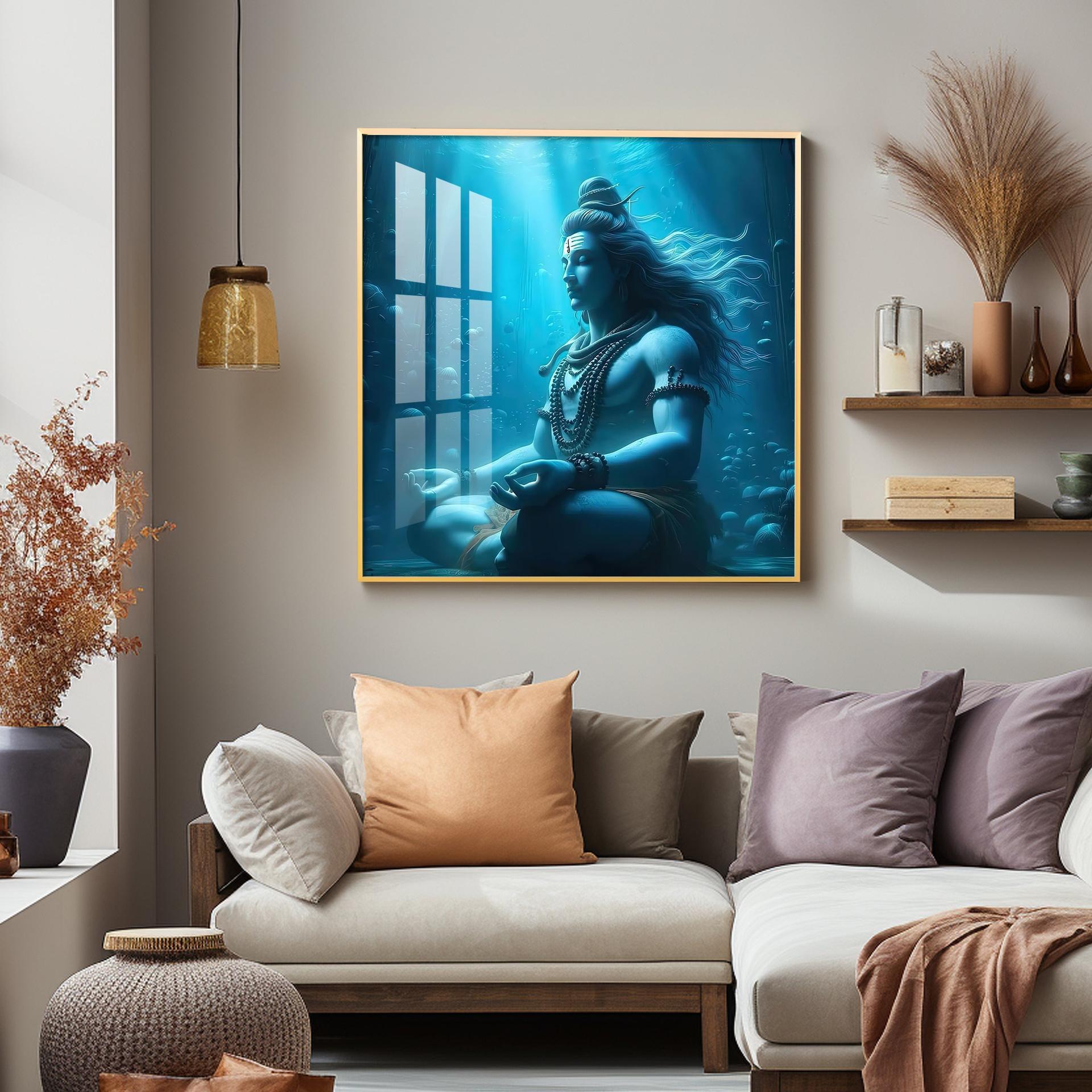 Meditating Shiva Premium Acrylic Square Wall Art - Image 9