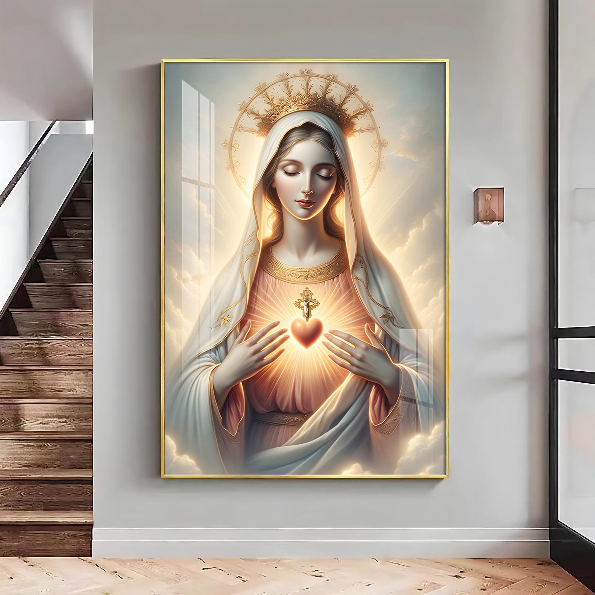 Divine Embrace Of Mary Premium Acrylic Vertical Wall Art - Image 3