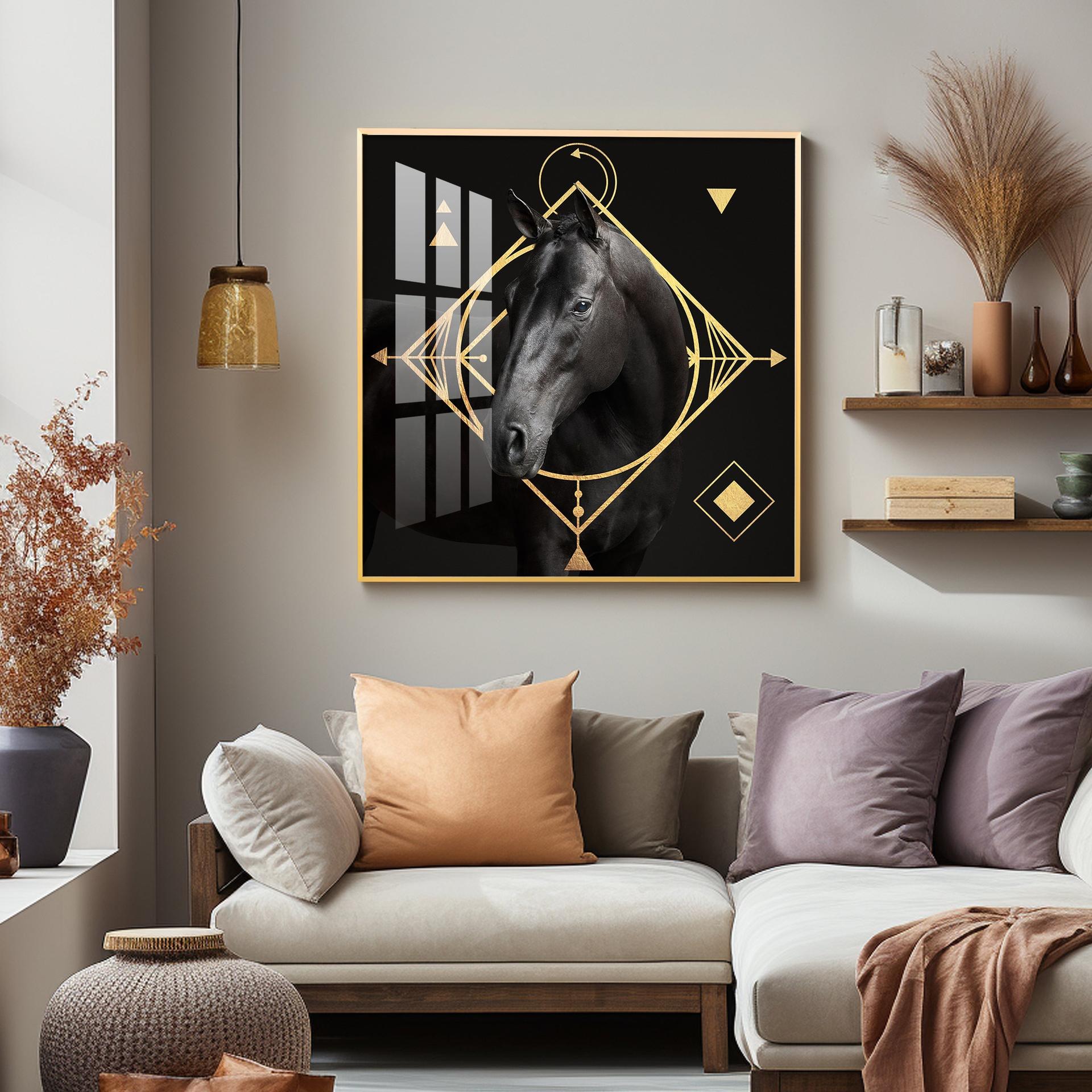 Gold Foil Horse Premium Acrylic Square Wall Art - Image 5