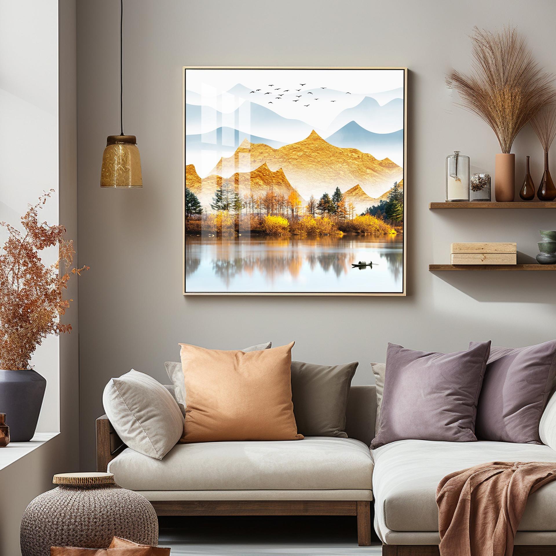 Sun Kissed Mountains Premium Acrylic Square Wall Art - Image 11