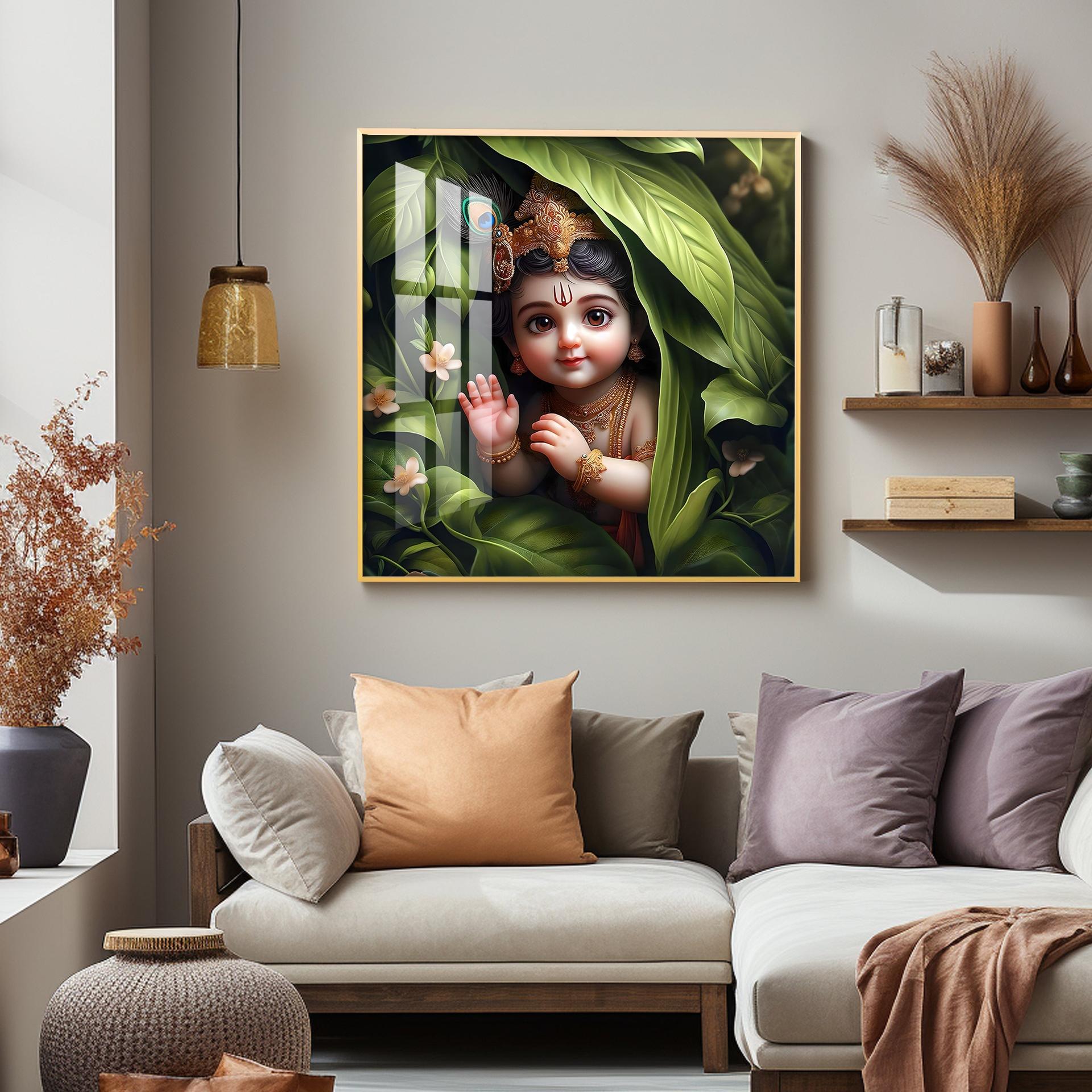 Ladoo Gopal Premium Acrylic Square Wall Art - Image 4