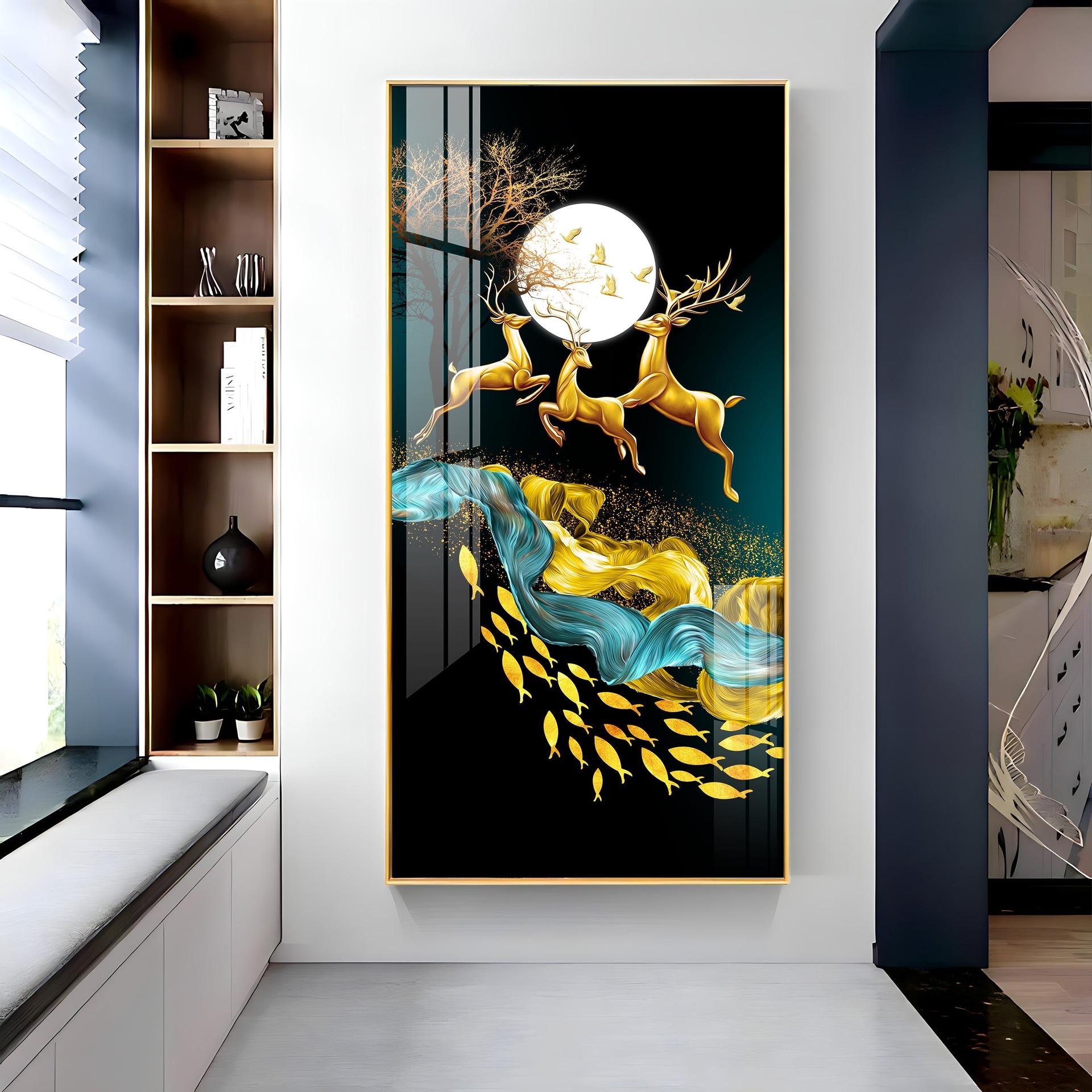 Jolly Deers With Koi Fish Premium Acrylic Vertical Wall Art - Image 10