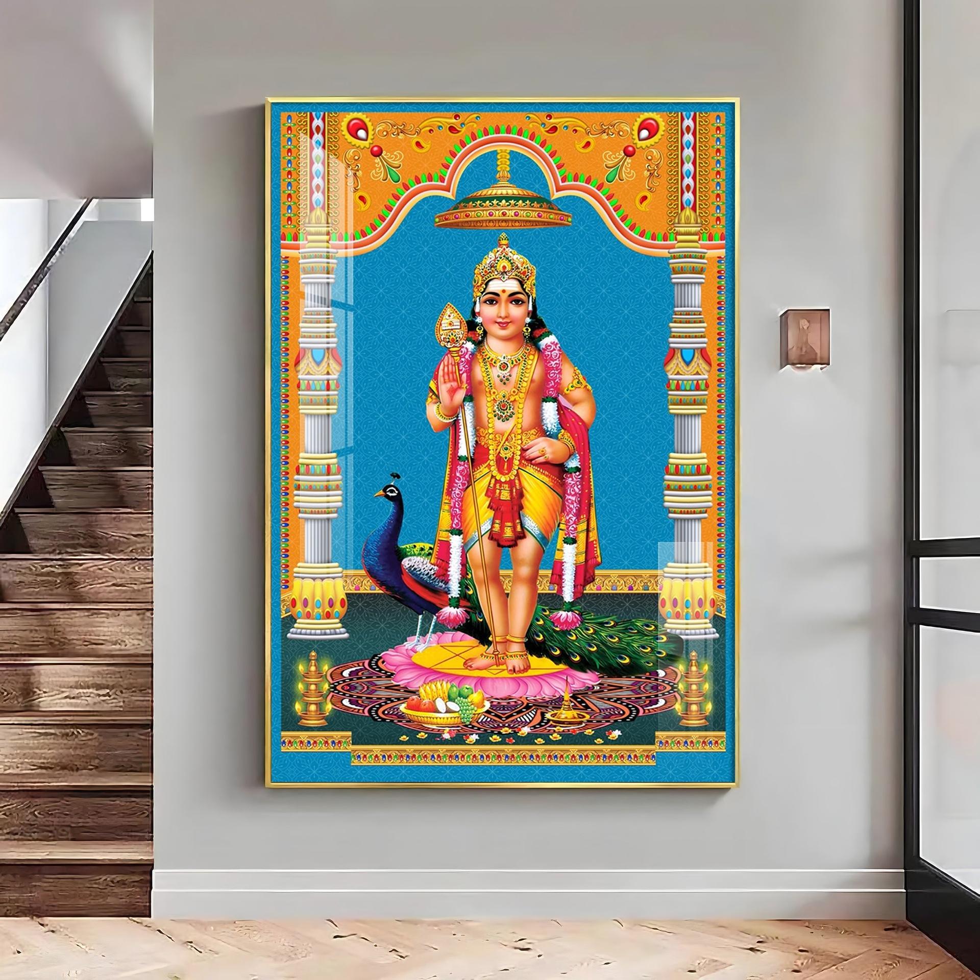 God Murugan Kartikeya Premium Acrylic Vertical Wall Art - Image 10