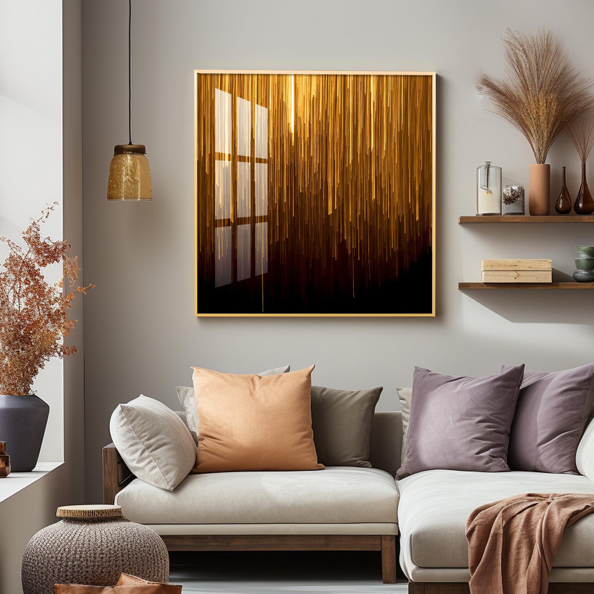 Art Ink Gold Living Room Premium Acrylic Square Wall Art - Image 5