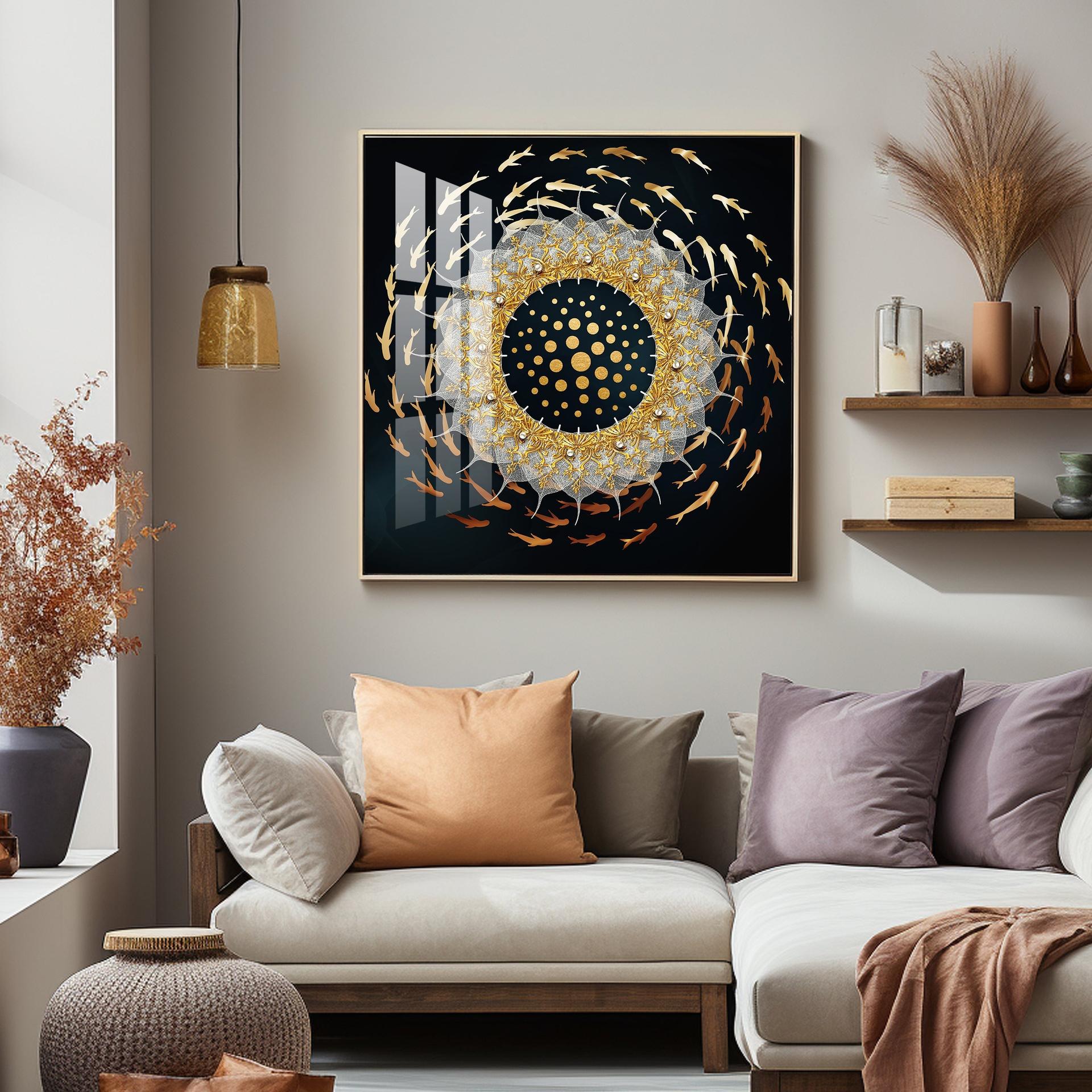 Swirling Fishes Premium Acrylic Square Wall Art - Image 5