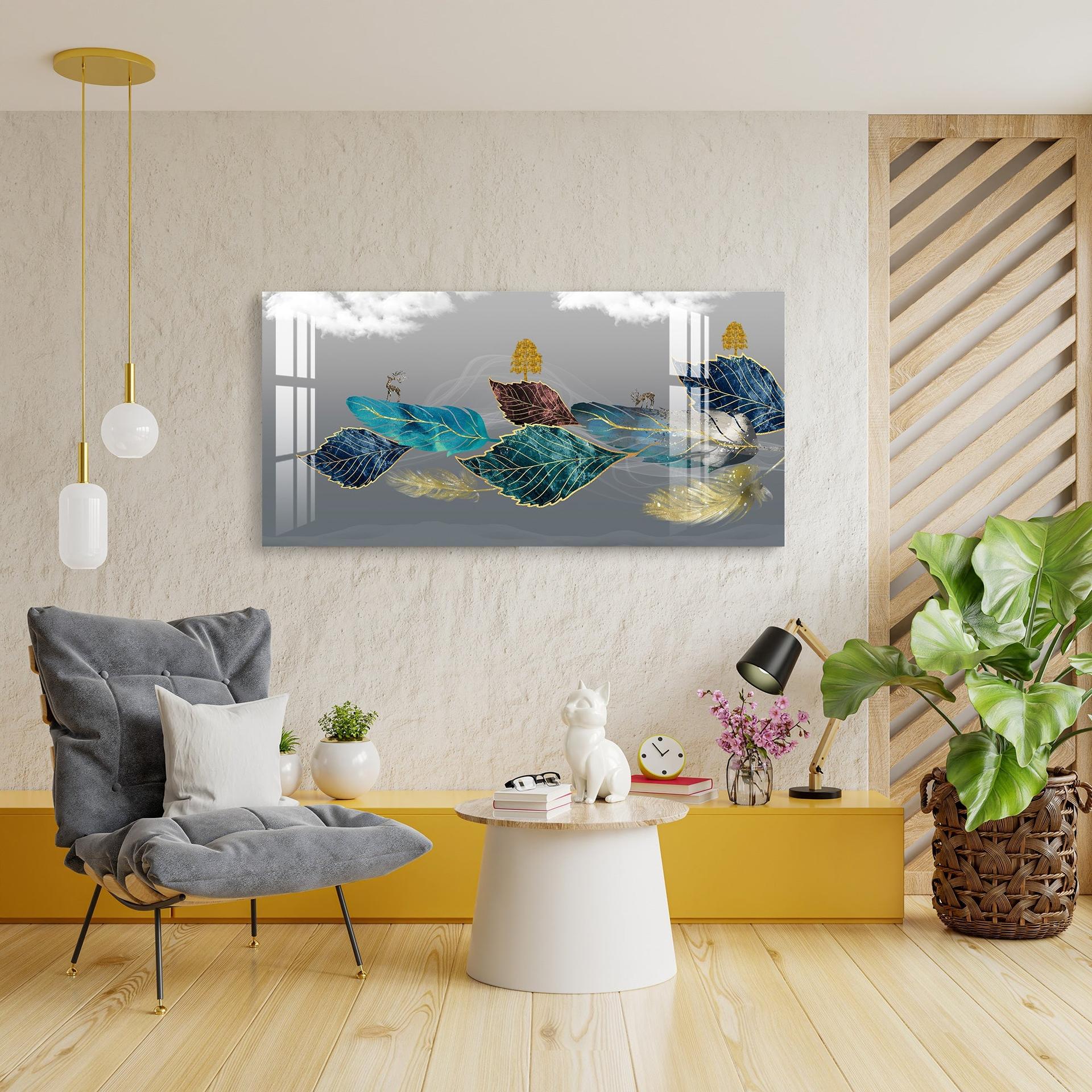 Abstract Colourful Leaves Acrylic Wall Art - Image 9