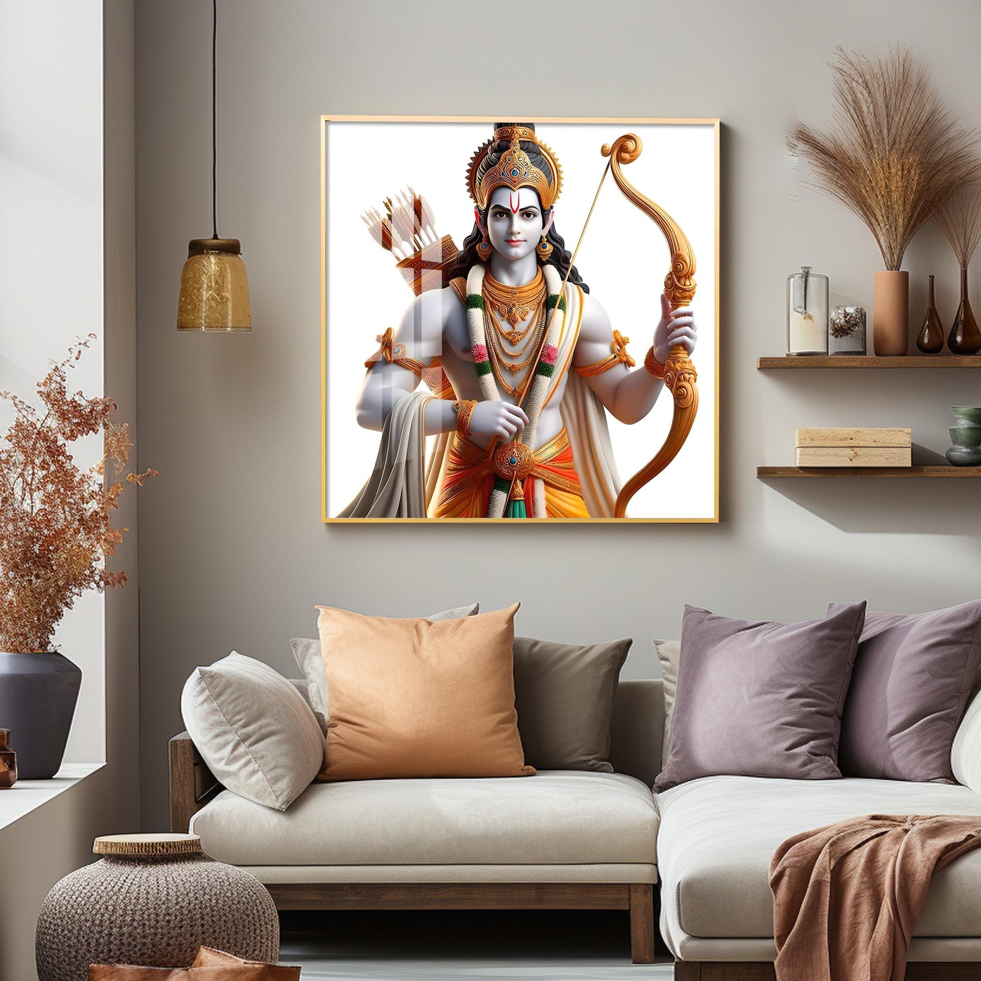 King Of Ayodhya Shree Ram Premium Acrylic Square Wall Art - Image 12