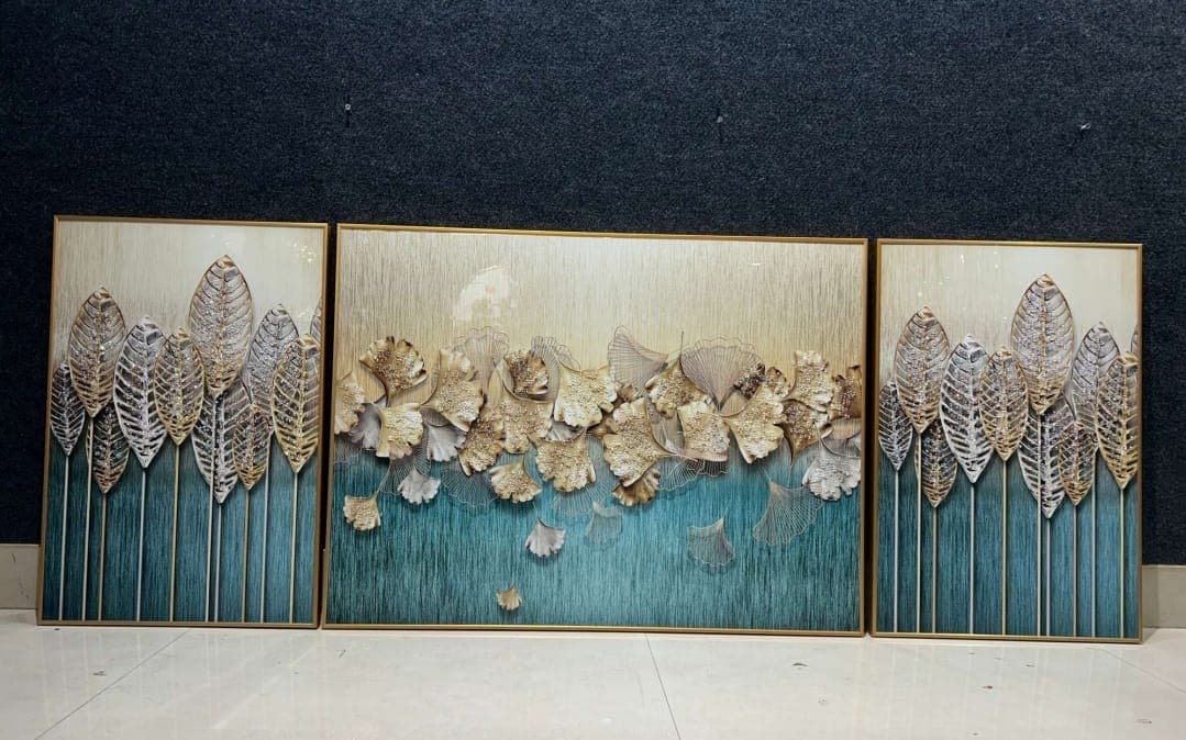 Golden Leaves Crystal Painting