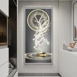 Moonlight Dancing Deer Led Crystal Wall Art Piece