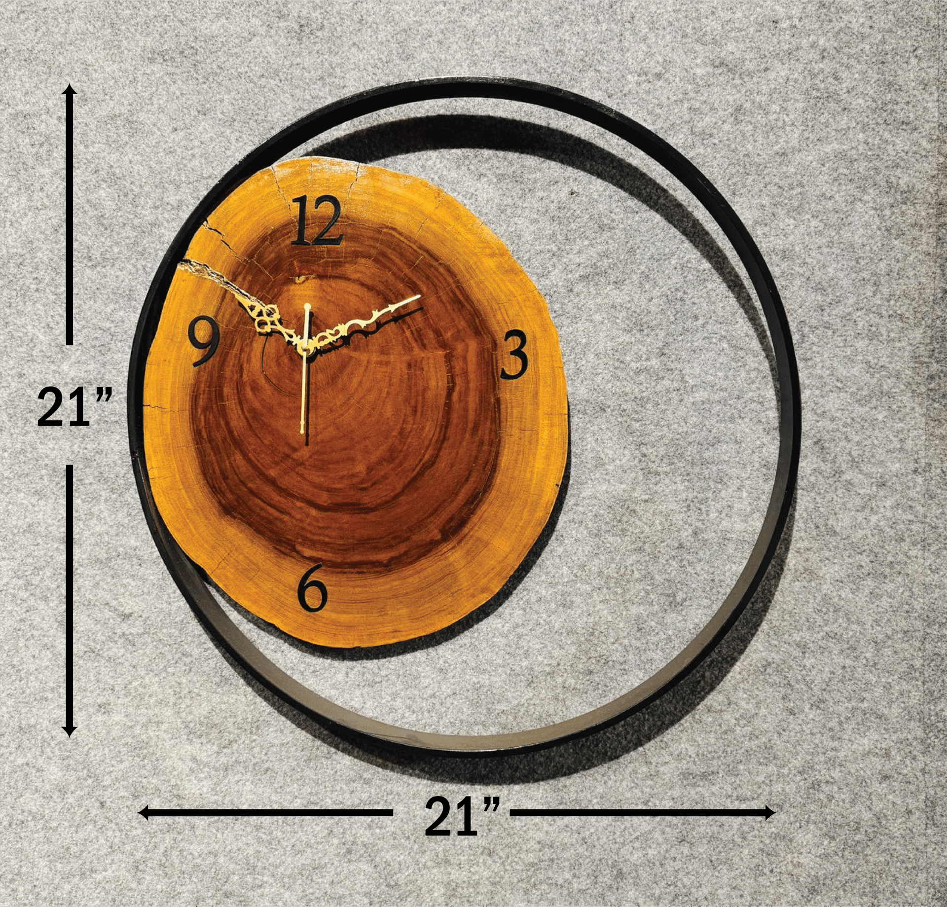 Handmade Natural Wood & Metal Frame Wall Clock - Image 7