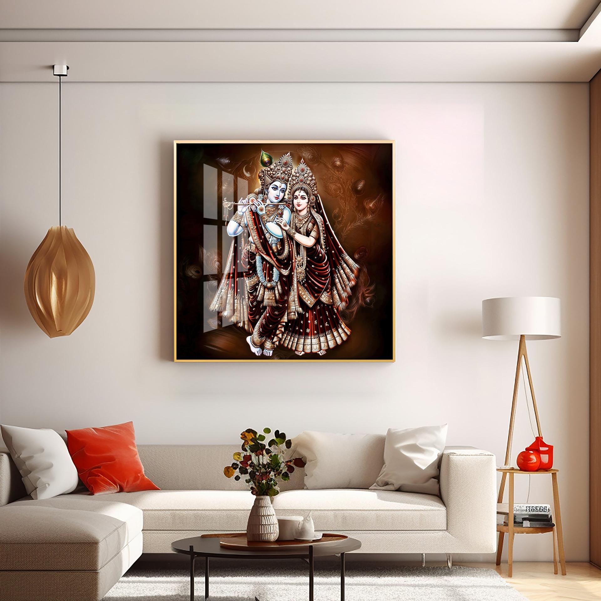 Beautiful Radha Krishna Premium Acrylic Square Wall Art - Image 4