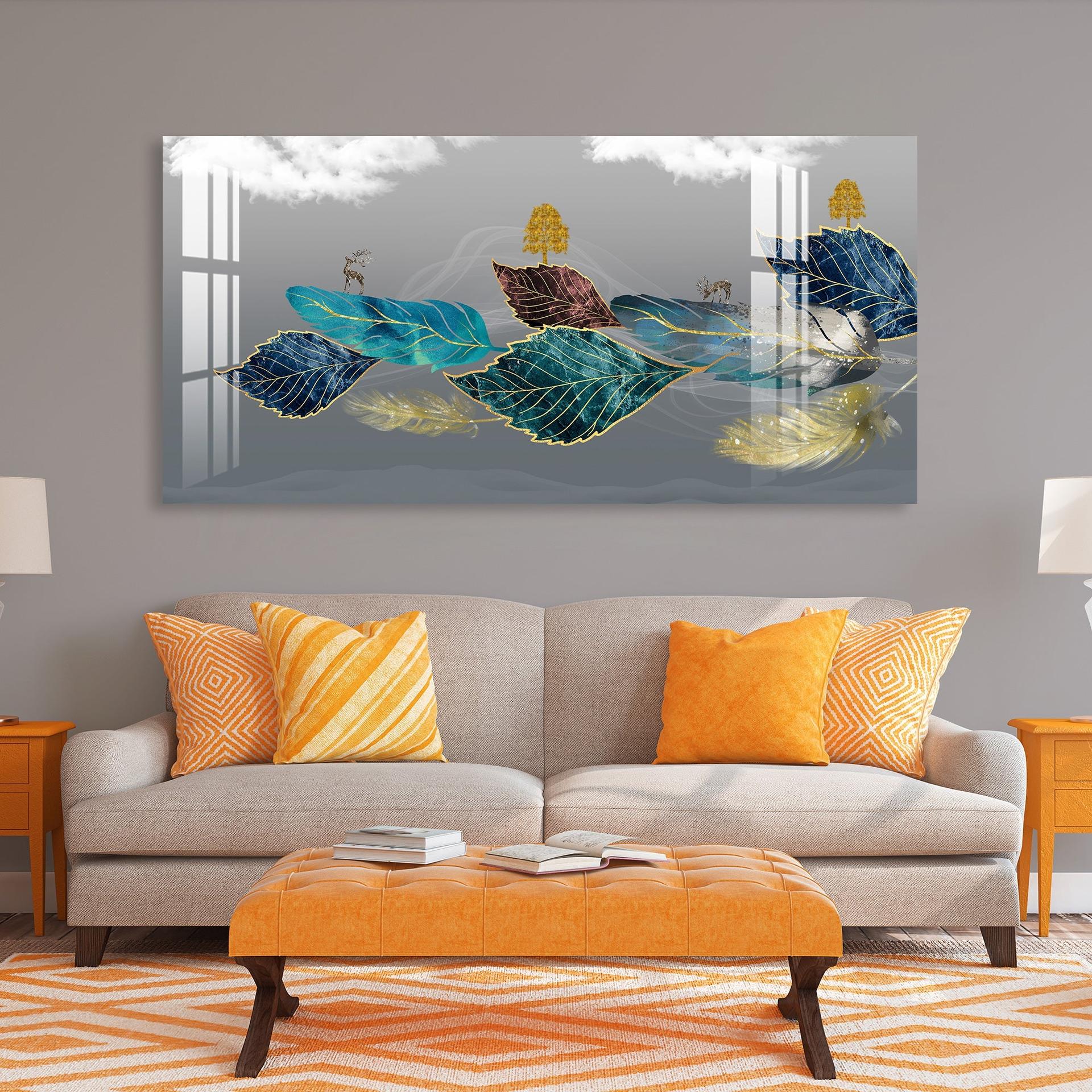 Abstract Colourful Leaves Acrylic Wall Art - Image 4