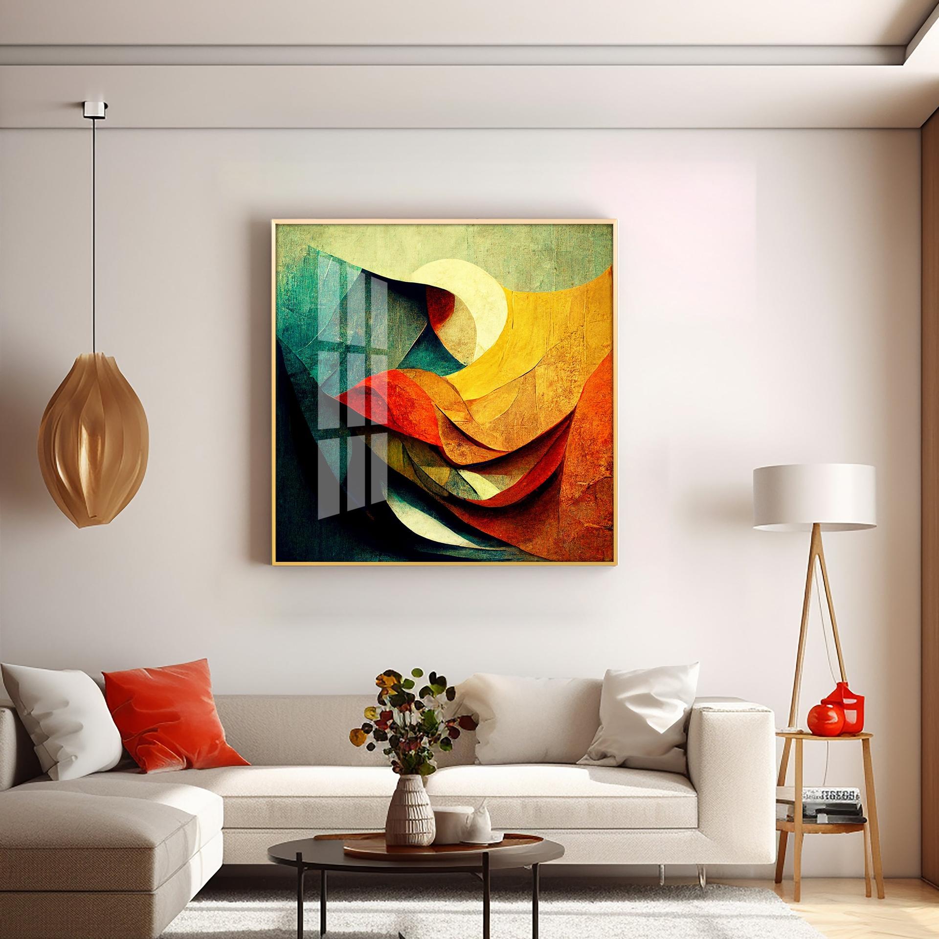 Abstract Contemporary Modern Watercolor Art Premium Acrylic Square Wall Art - Image 6