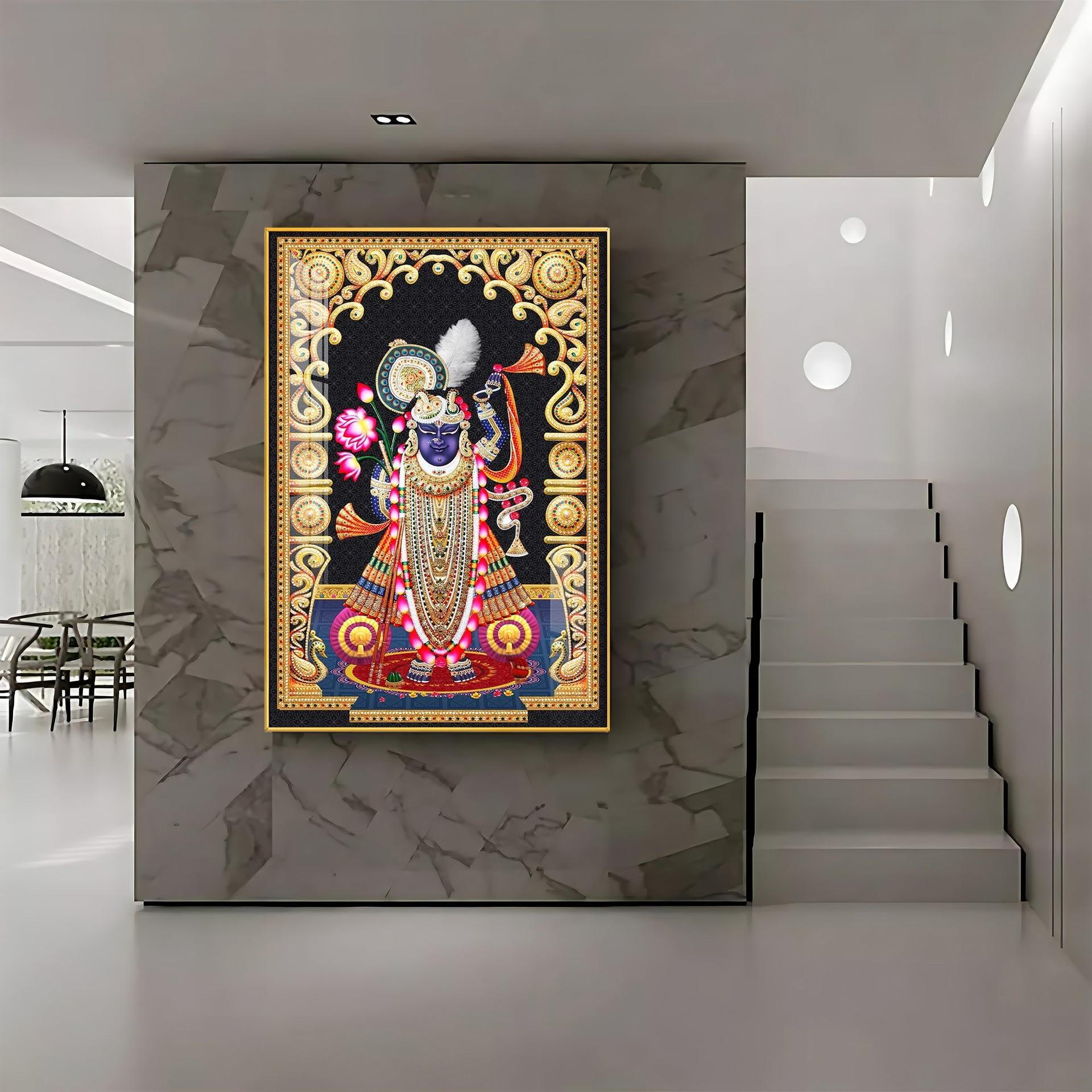 Celestial Krishna Premium Acrylic Vertical Wall Art - Image 7