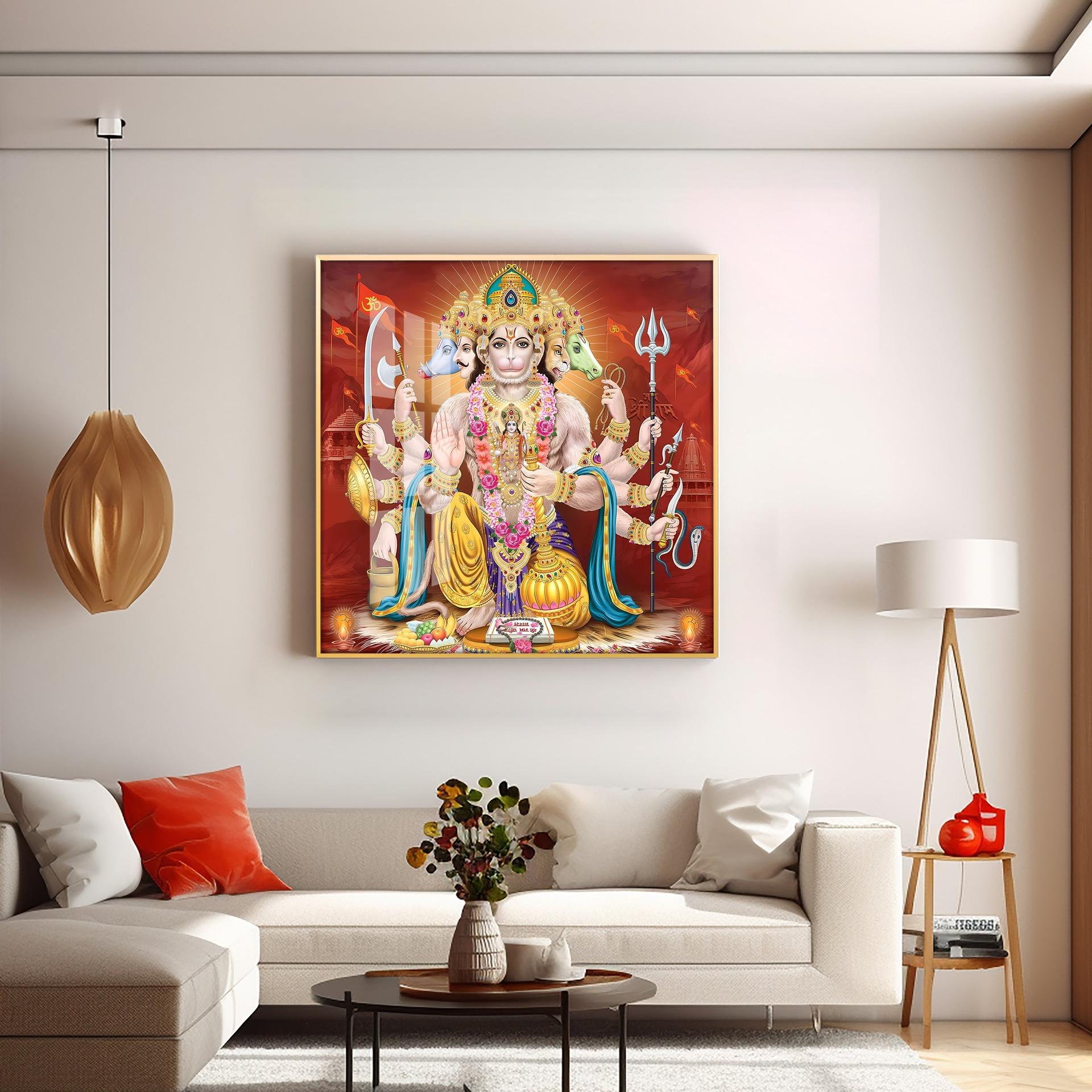 Panchmukhi Hanuman Premium Acrylic Square Wall Art - Image 13