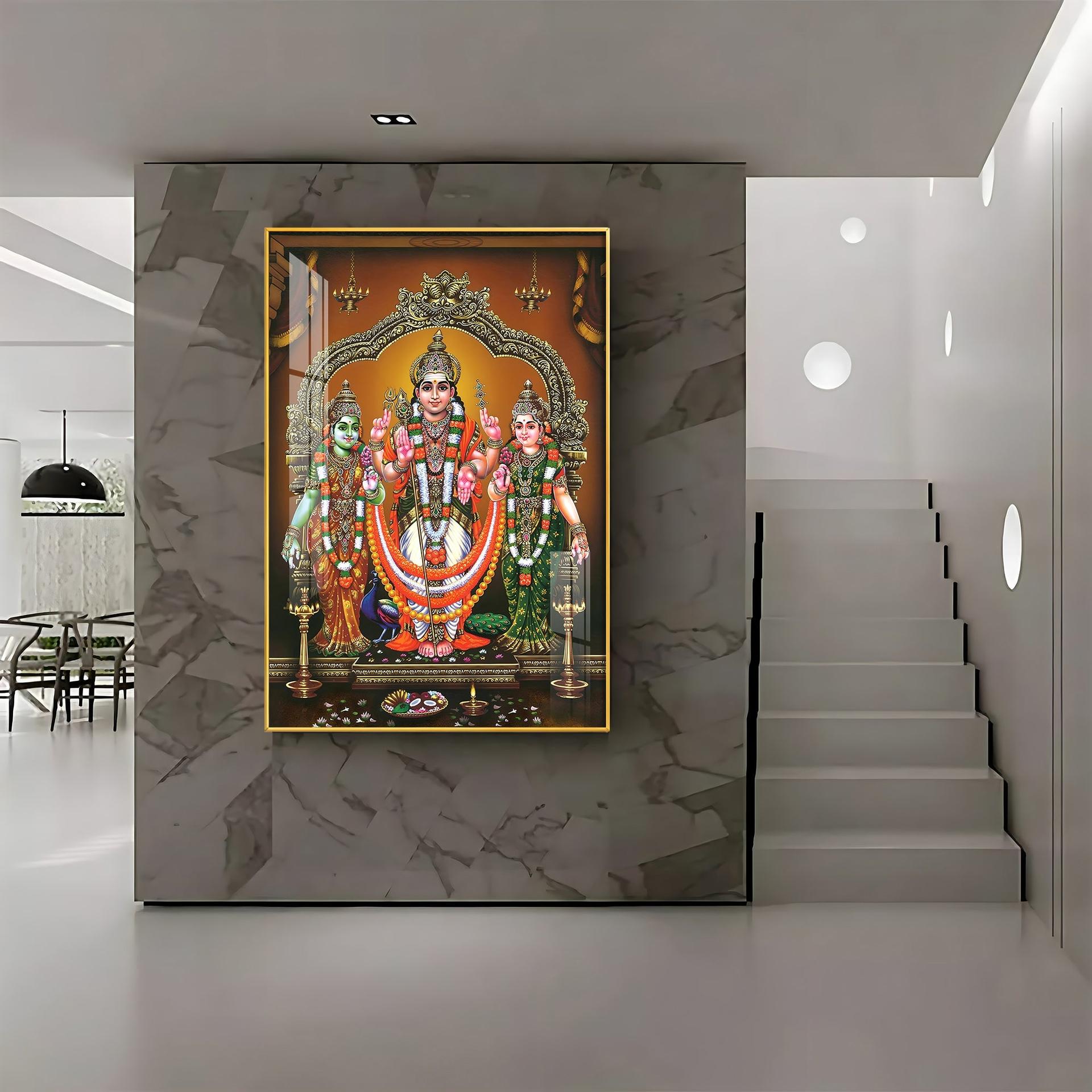 Lord Murugan Valli Deivanai Subramanya Swamy Premium Vertical Acrylic Wall Art - Image 18