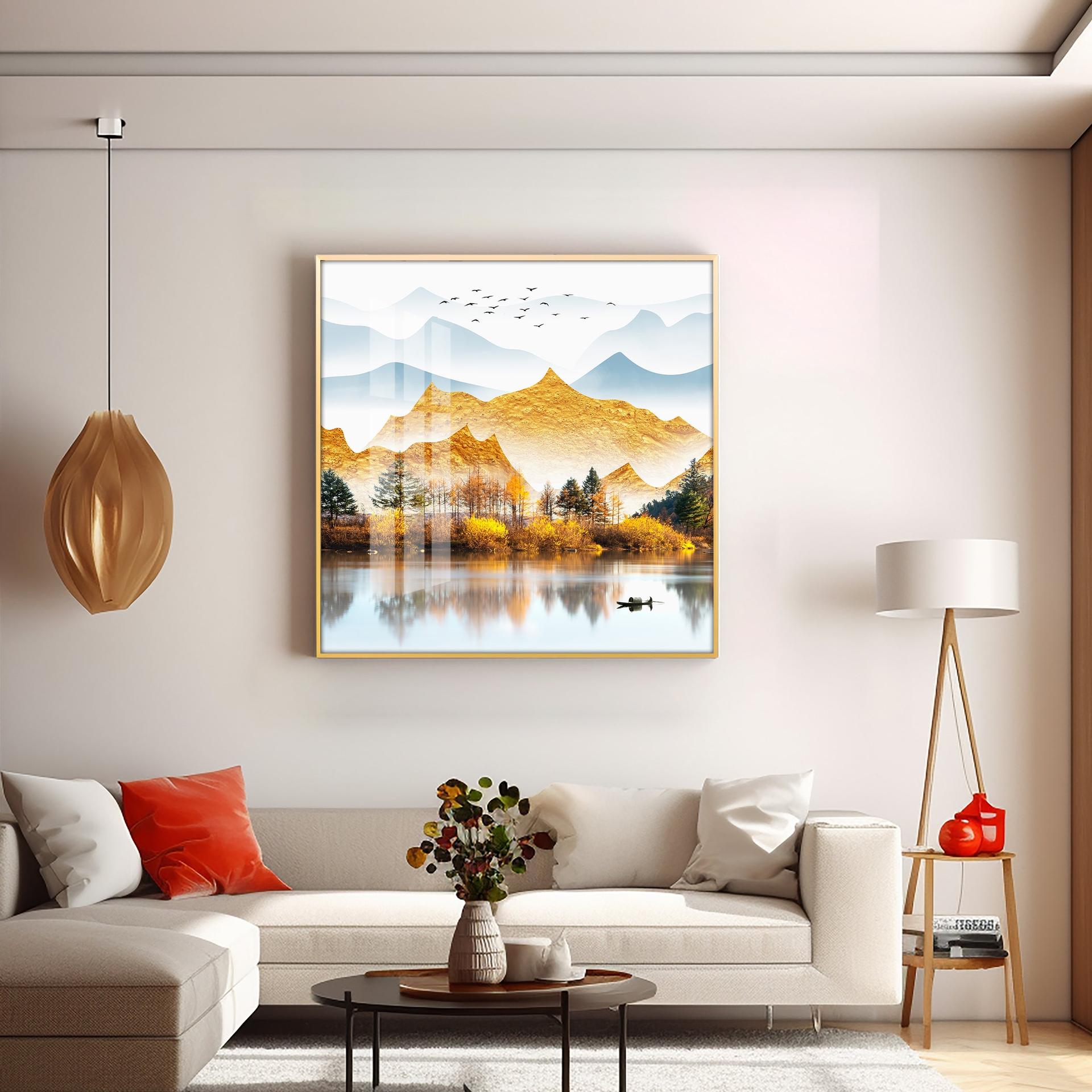 Sun Kissed Mountains Premium Acrylic Square Wall Art - Image 4