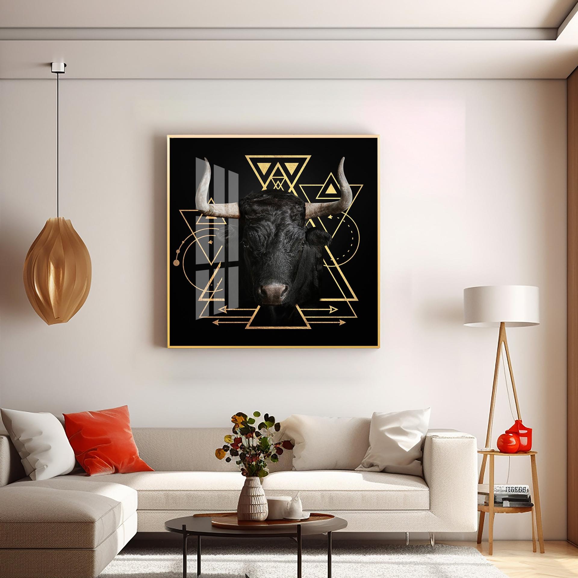 Gold Foil Geometric Figure Yak Premium Acrylic Square Wall Art - Image 15