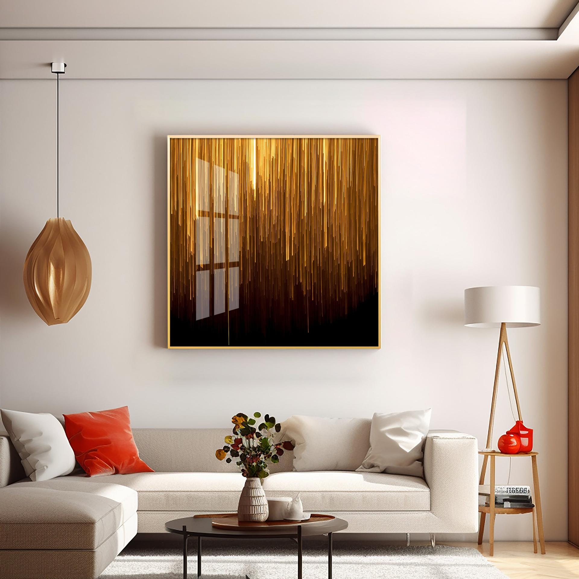 Art Ink Gold Living Room Premium Acrylic Square Wall Art - Image 6