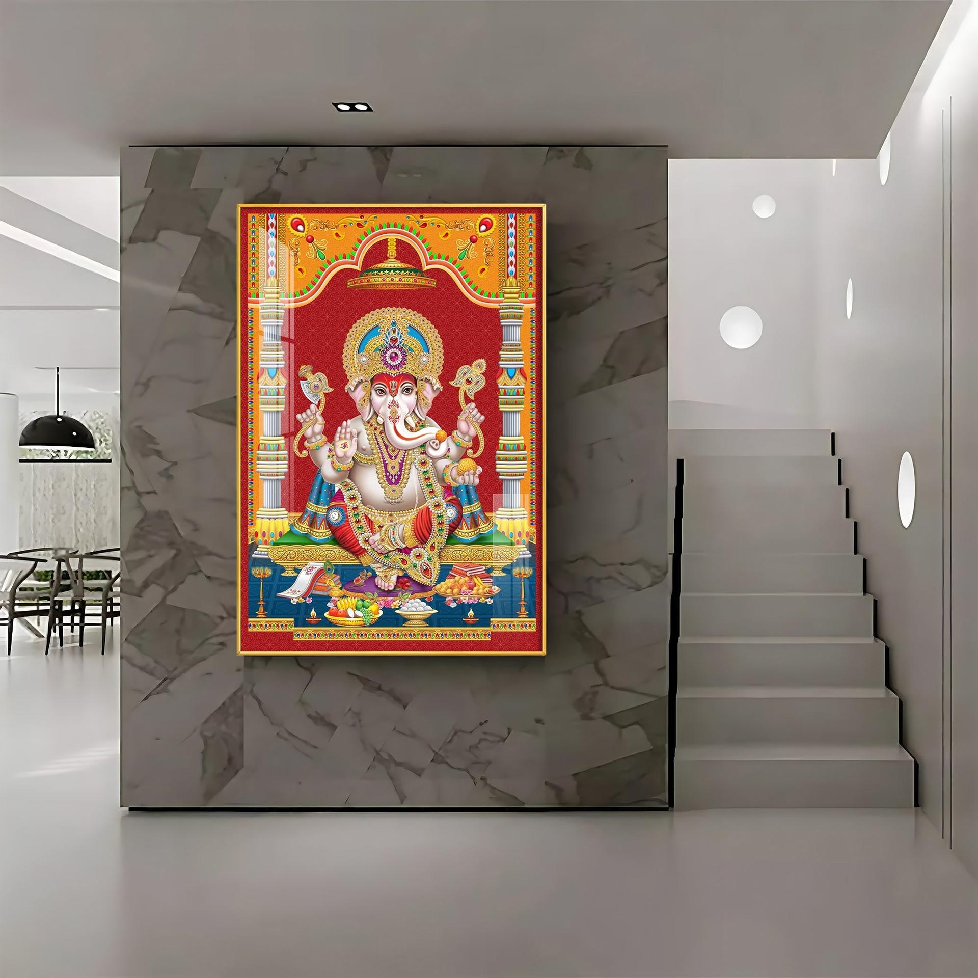 Divine Ganesha Premium Acrylic Vertical Wall Art - Image 5