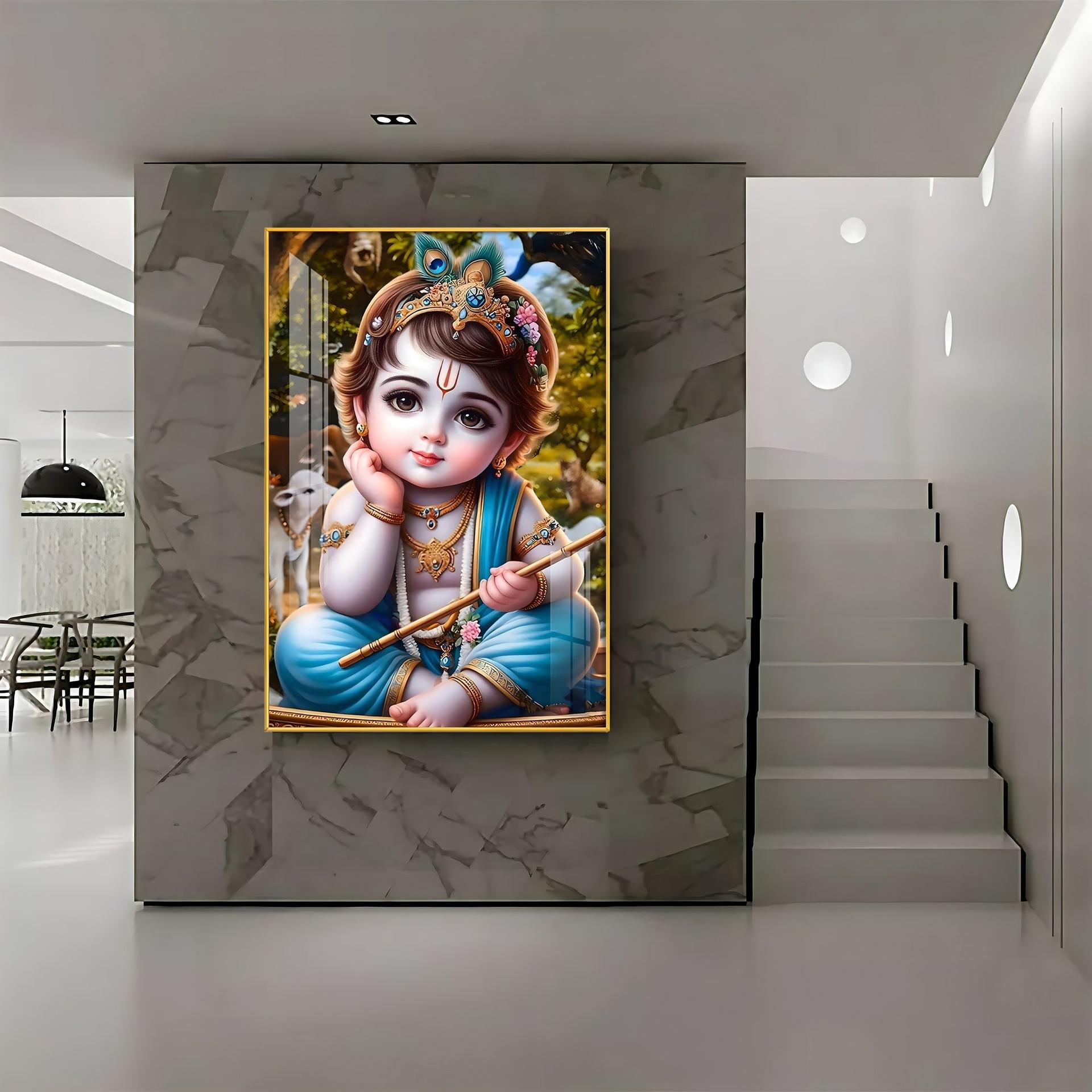 Little Krishna Reverberations Premium Vertical Acrylic Wall Art - Image 8
