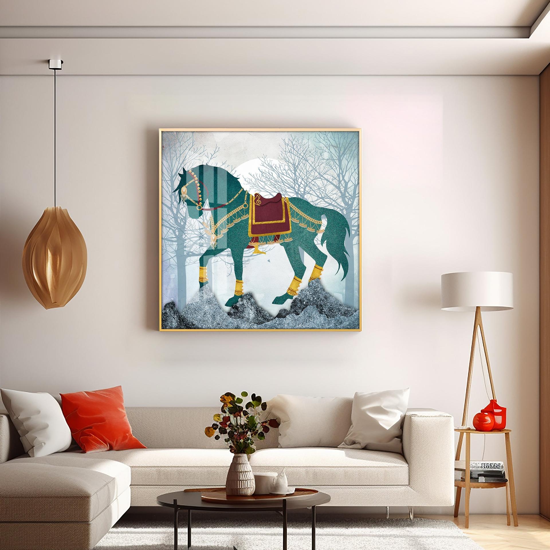 European Abstract Three-Dimensional Horse Premium Acrylic Square Wall Art - Image 5