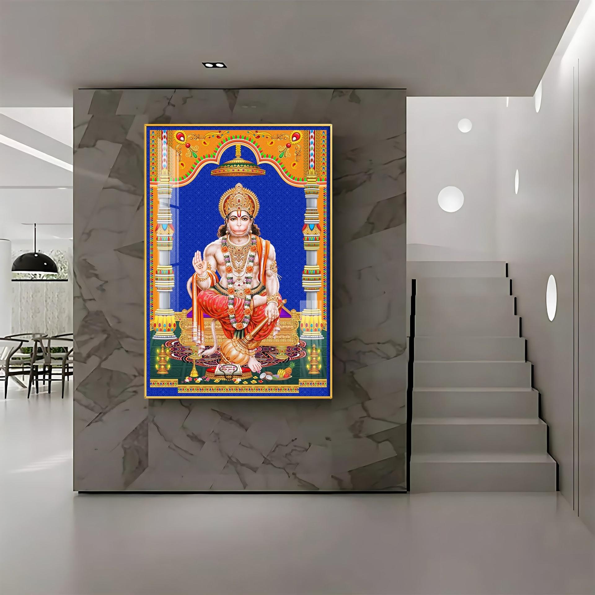 Divine Lord Hanuman Premium Acrylic Vertical Wall Art - Image 6