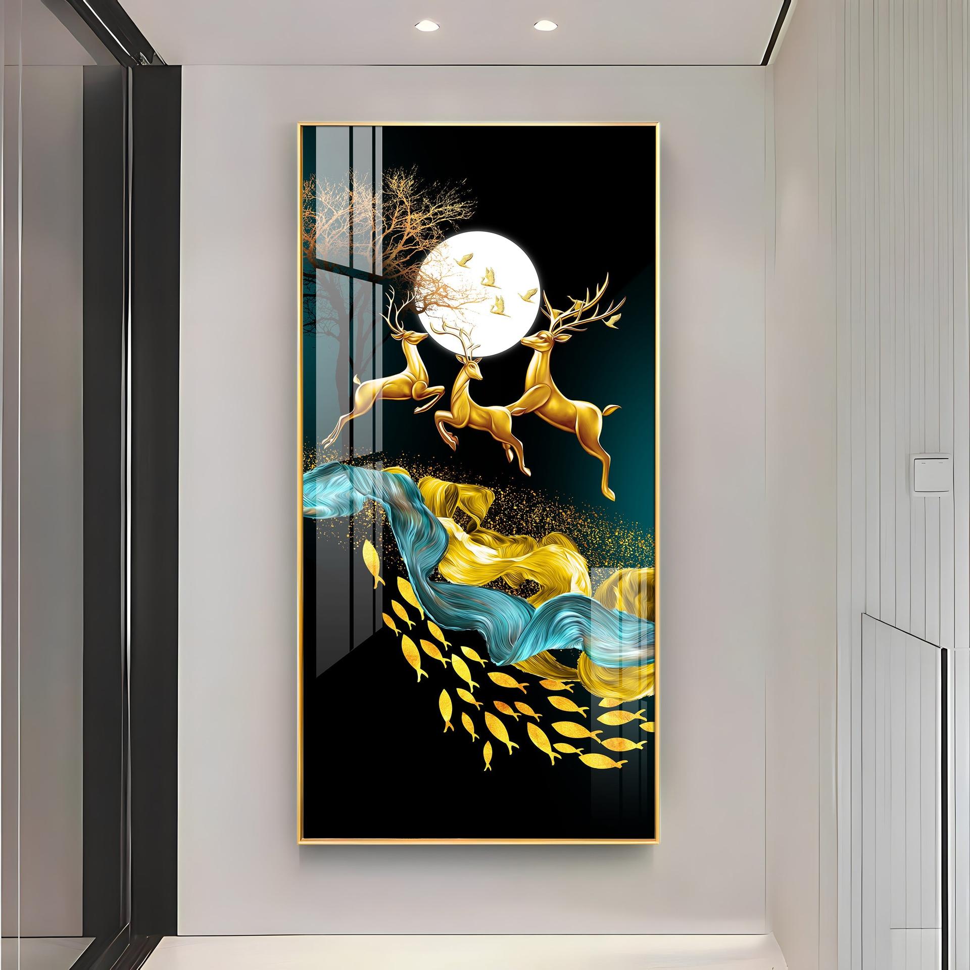 Jolly Deers With Koi Fish Premium Acrylic Vertical Wall Art - Image 7