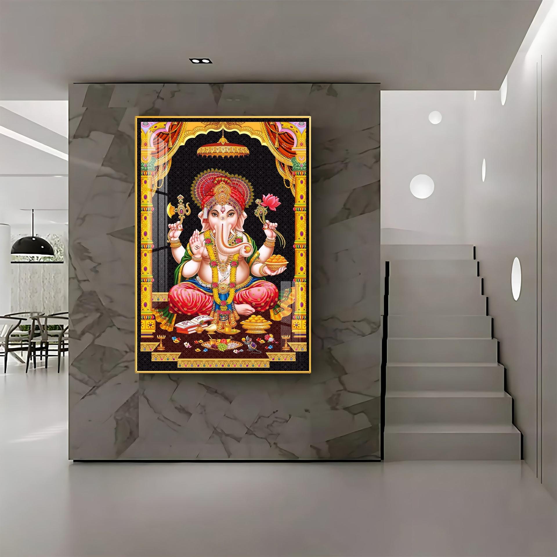 Sacred Ganesha Premium Acrylic Vertical Wall Art - Image 6