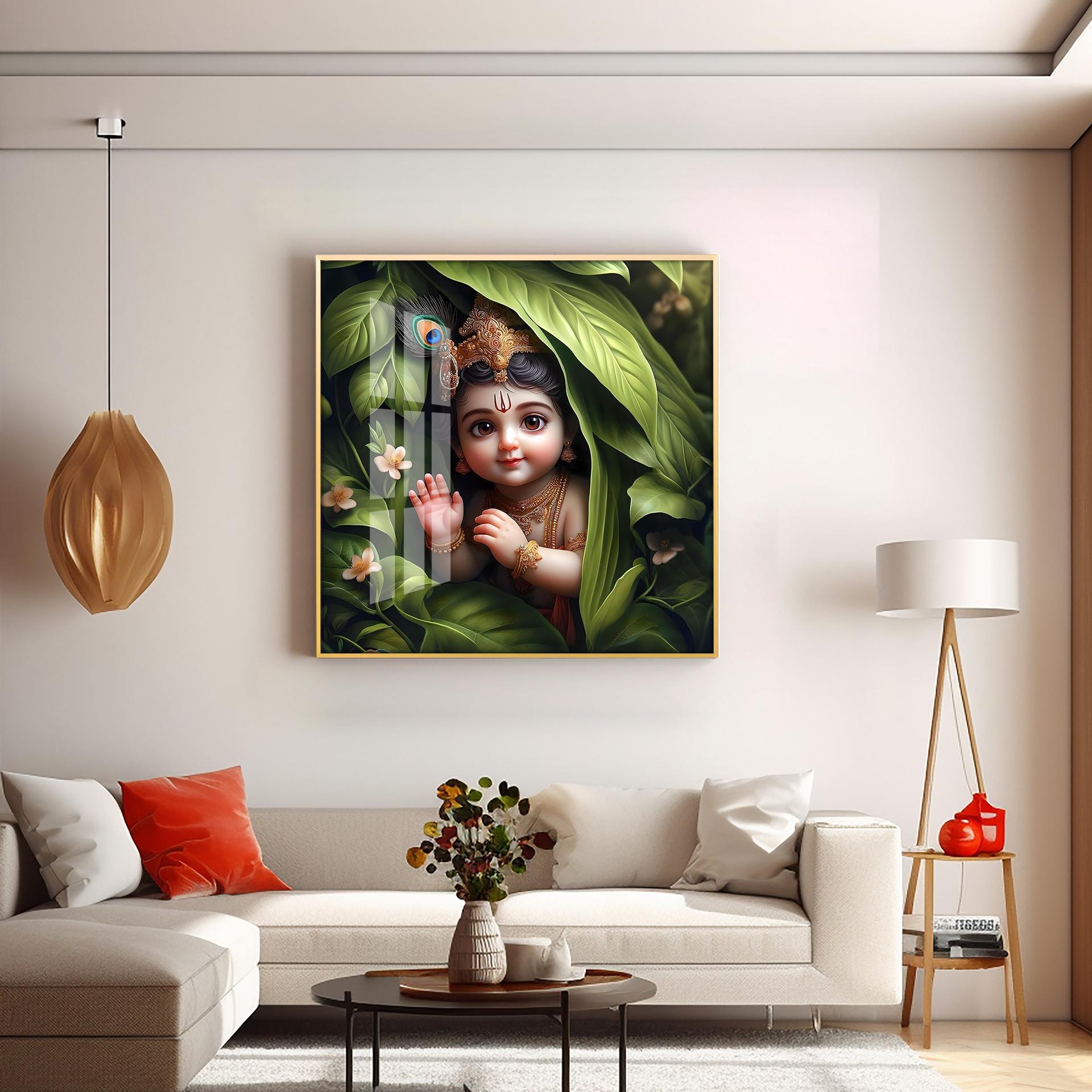 Ladoo Gopal Premium Acrylic Square Wall Art - Image 5