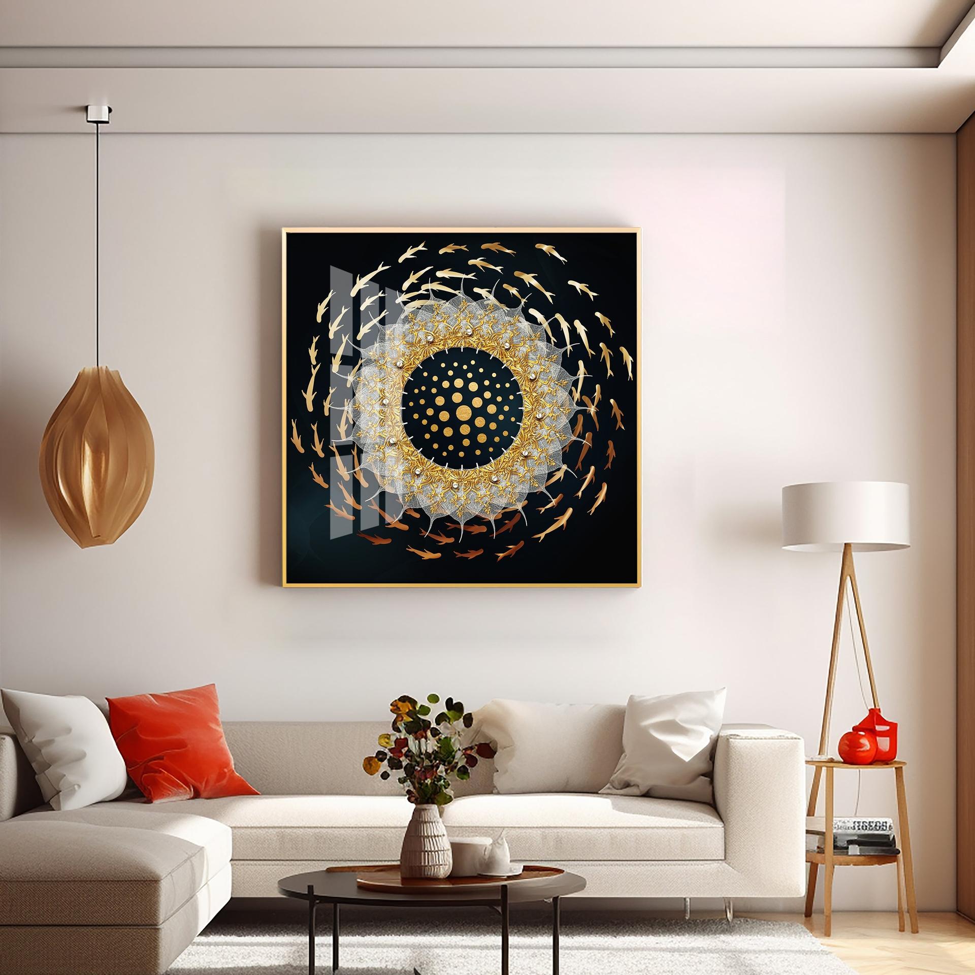 Swirling Fishes Premium Acrylic Square Wall Art - Image 12