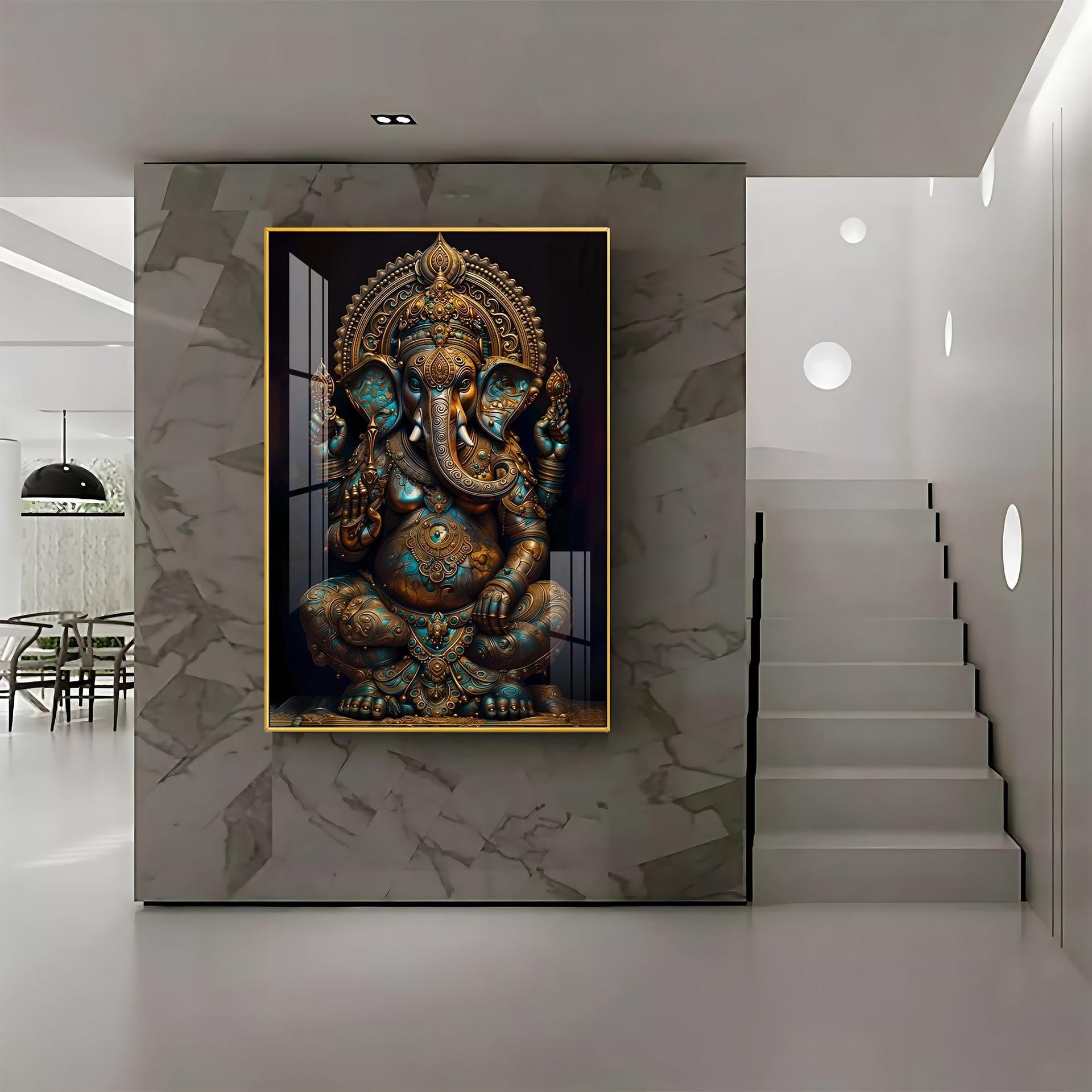 Lord Ganesha Premium Acrylic Vertical Wall Art - Image 5