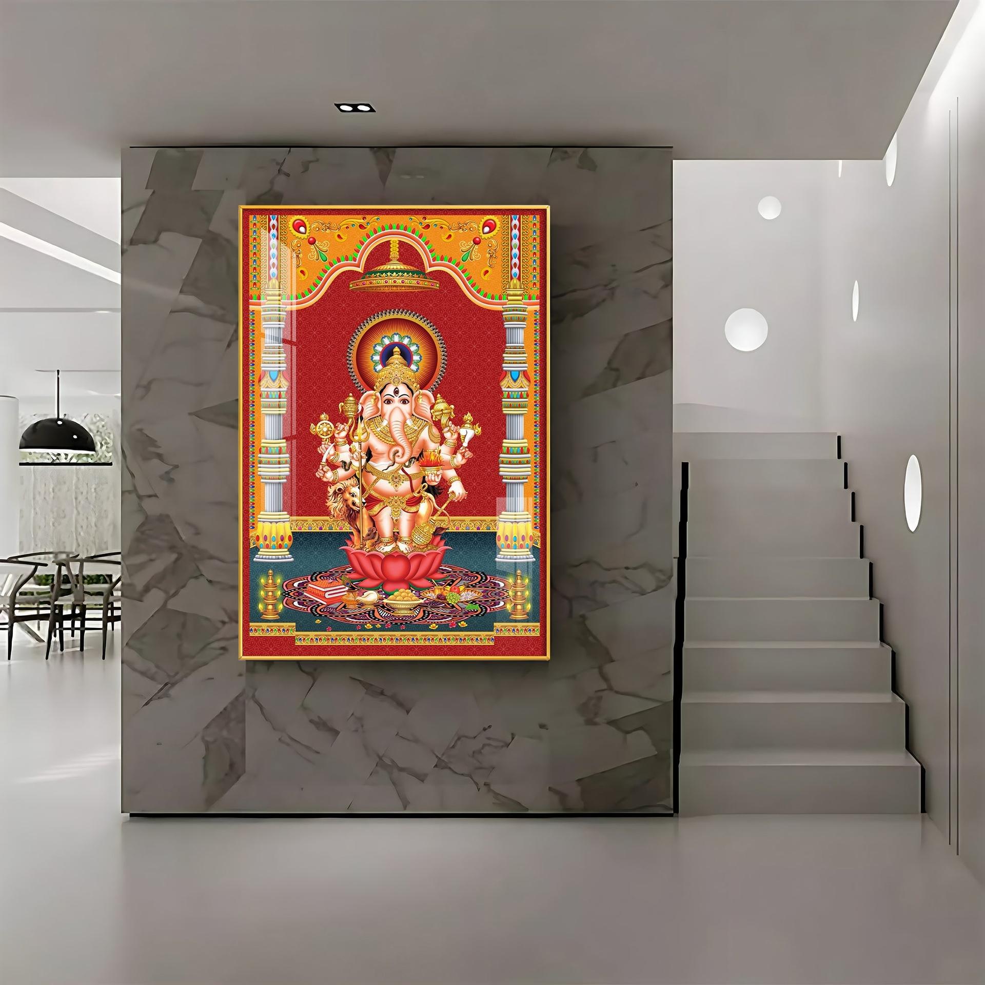 Lord Ganesh Blessings Premium Acrylic Vertical Wall Art - Image 6