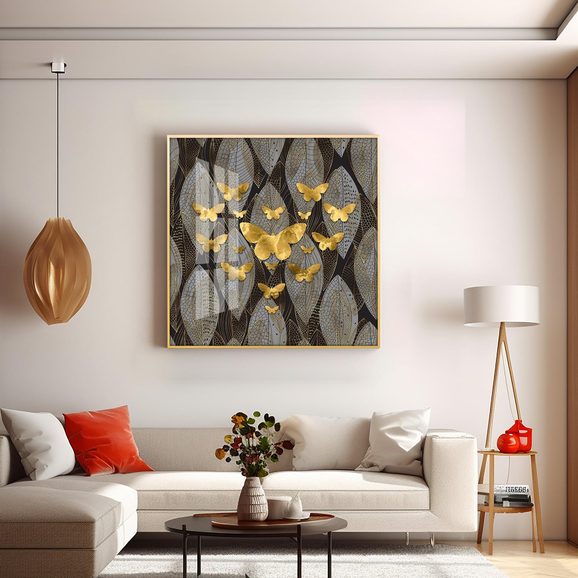 Golden Butterfly Light Luxury Premium Acrylic Square Wall Art - Image 16