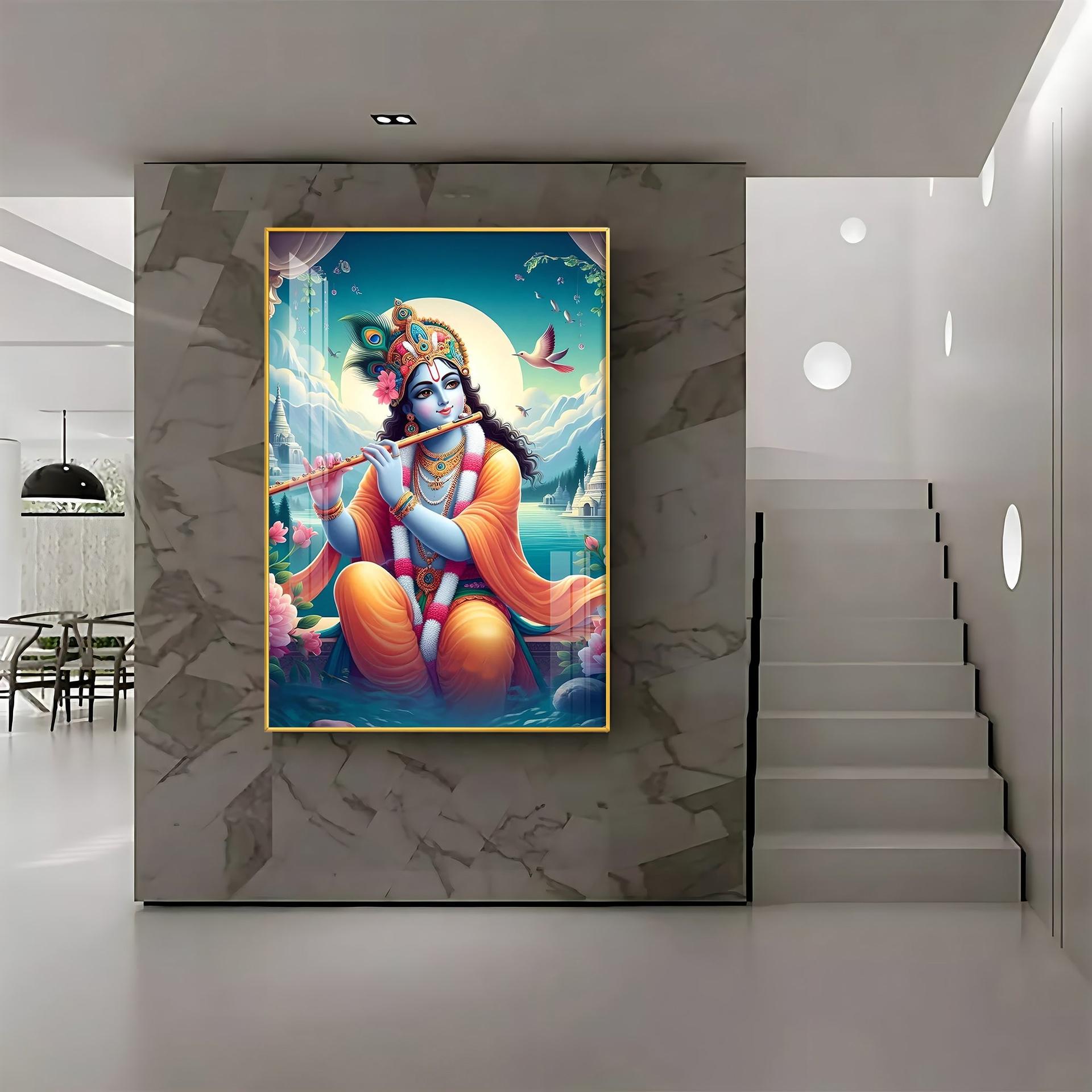Lord Krishna Devotion Premium Vertical Acrylic Wall Art - Image 8