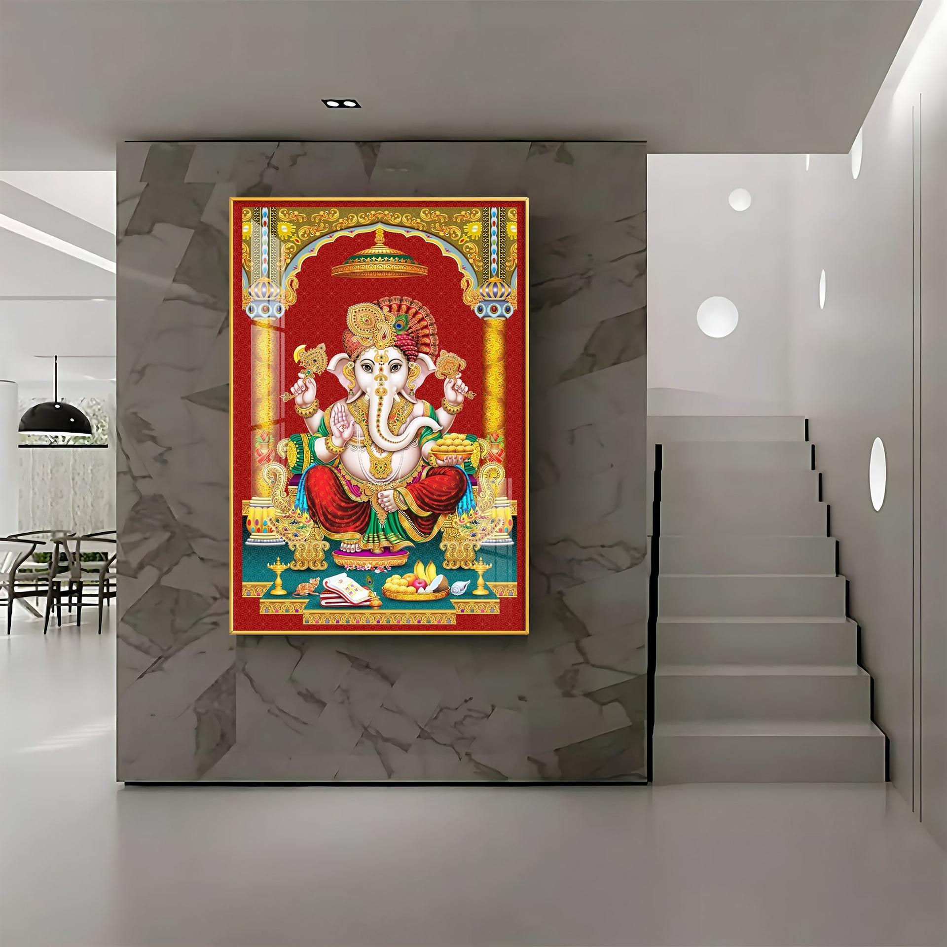 Majestic Lord Ganesha Premium Acrylic Vertical Wall Art - Image 7