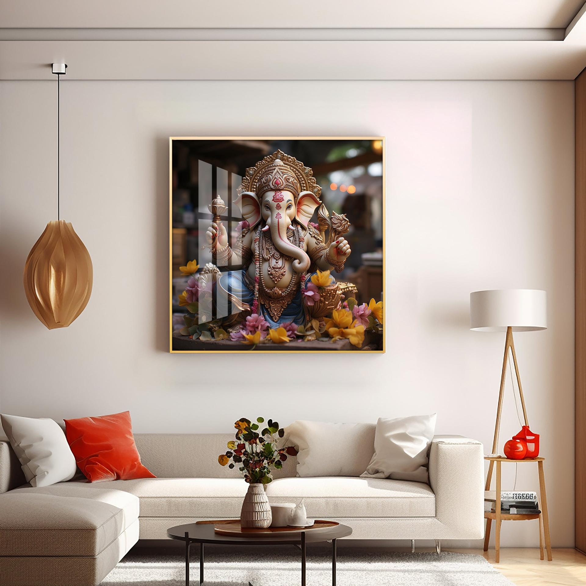 Karya Siddh Ganesh Premium Acrylic Square Wall Art - Image 4