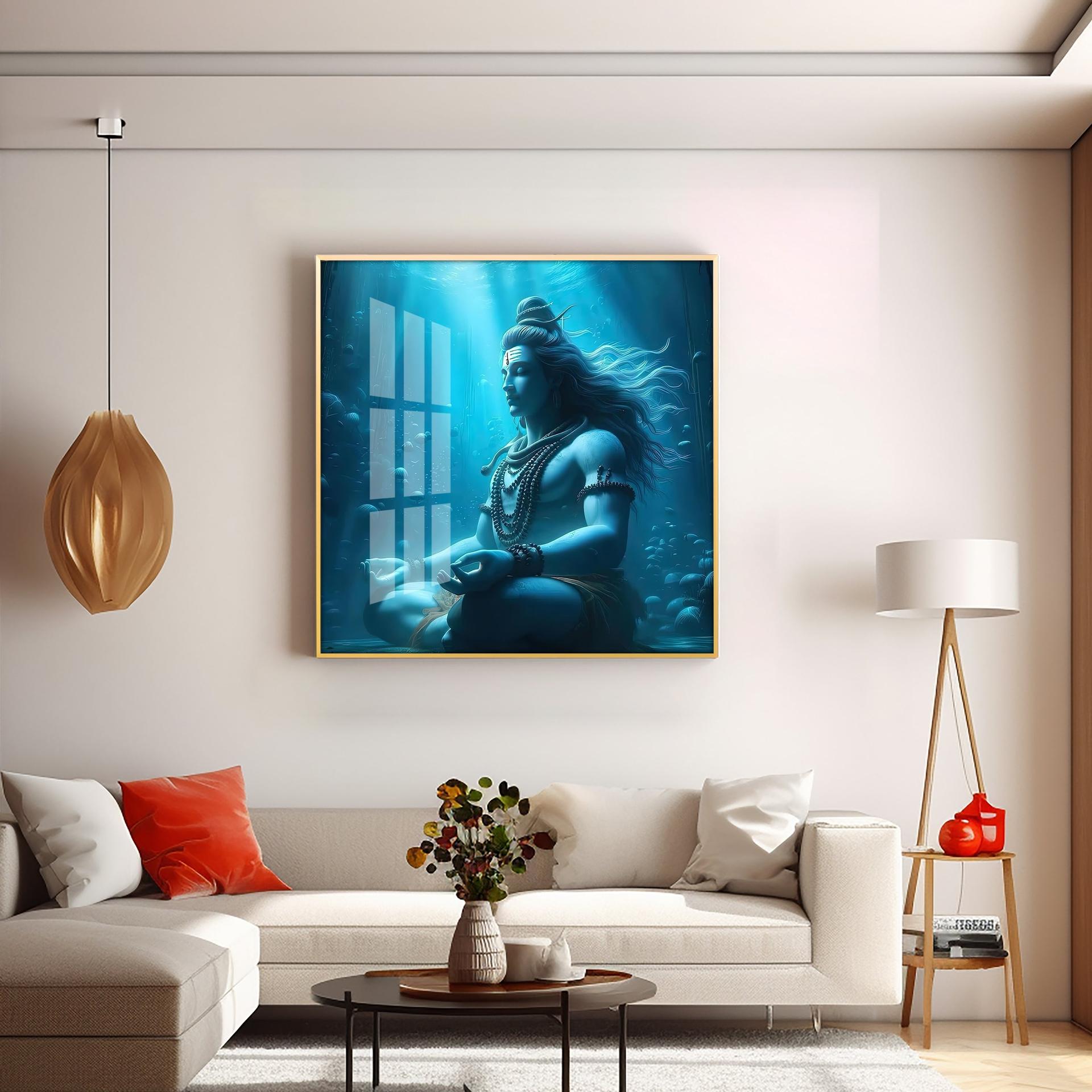 Meditating Shiva Premium Acrylic Square Wall Art - Image 11