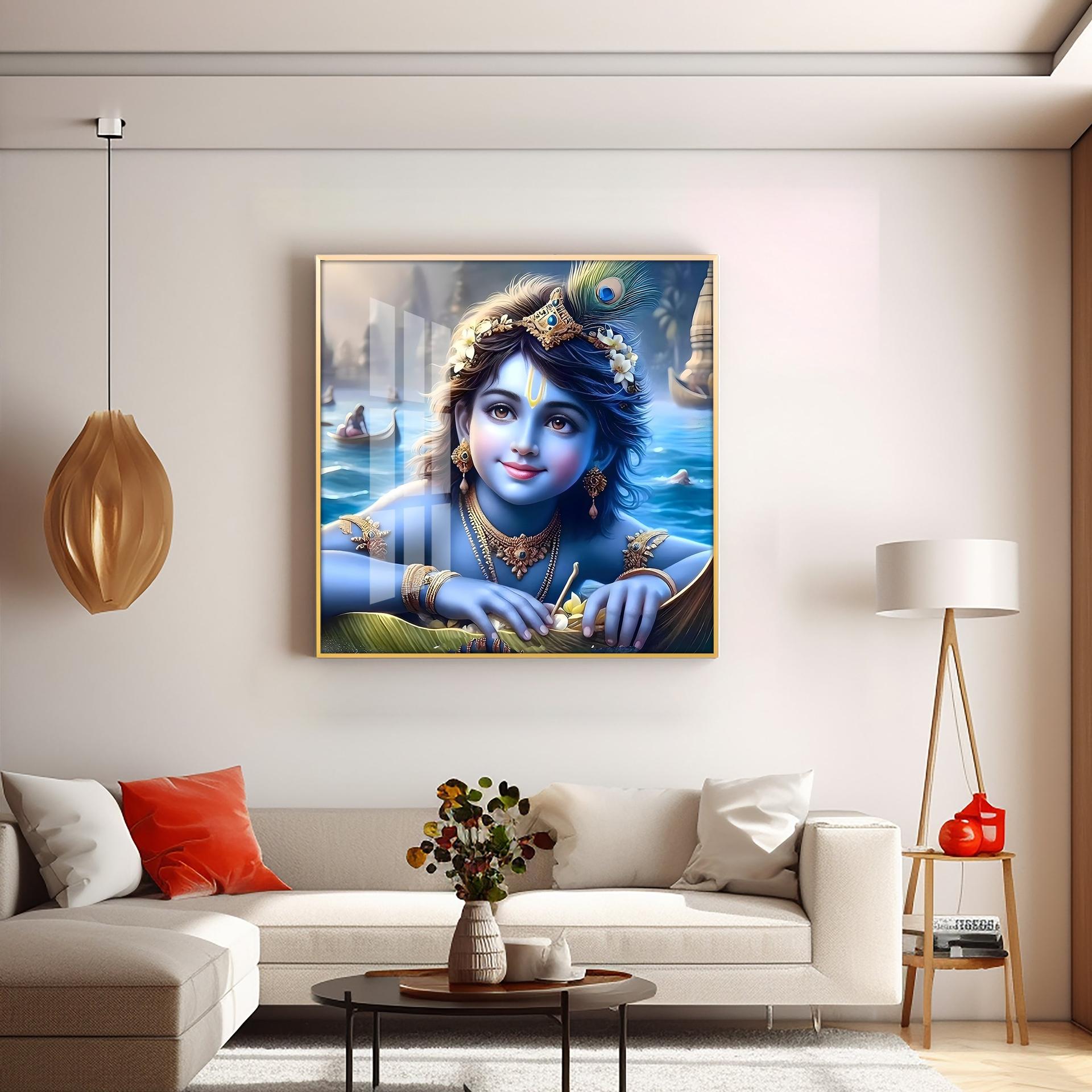 Little Krishna Premium Acrylic Square Wall Art - Image 11