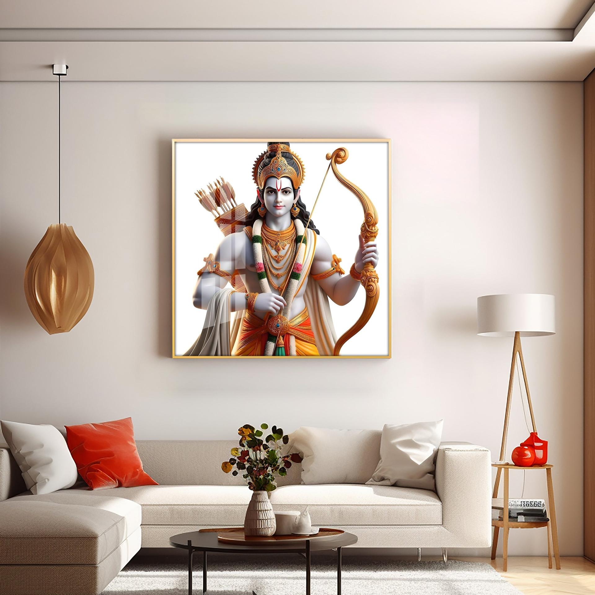 King Of Ayodhya Shree Ram Premium Acrylic Square Wall Art - Image 5