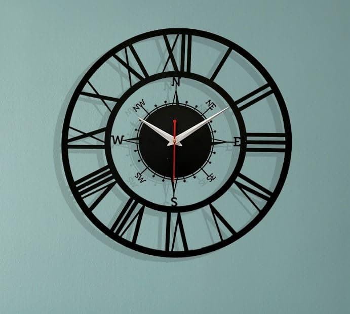 Direction Black Metal Wall Clock