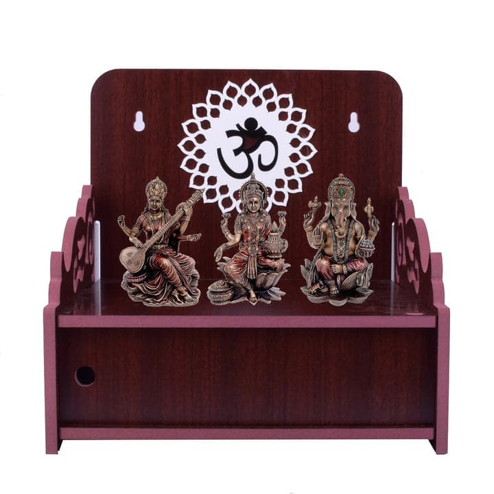 Beautiful Small Acrylic Wooden Temple For Home And Office | Wall Hanging And Table Top Home Mandir | Acraylic Om Design Temple | Decor Beautiful Wooden Temple With Acrylic Om Design - Image 26
