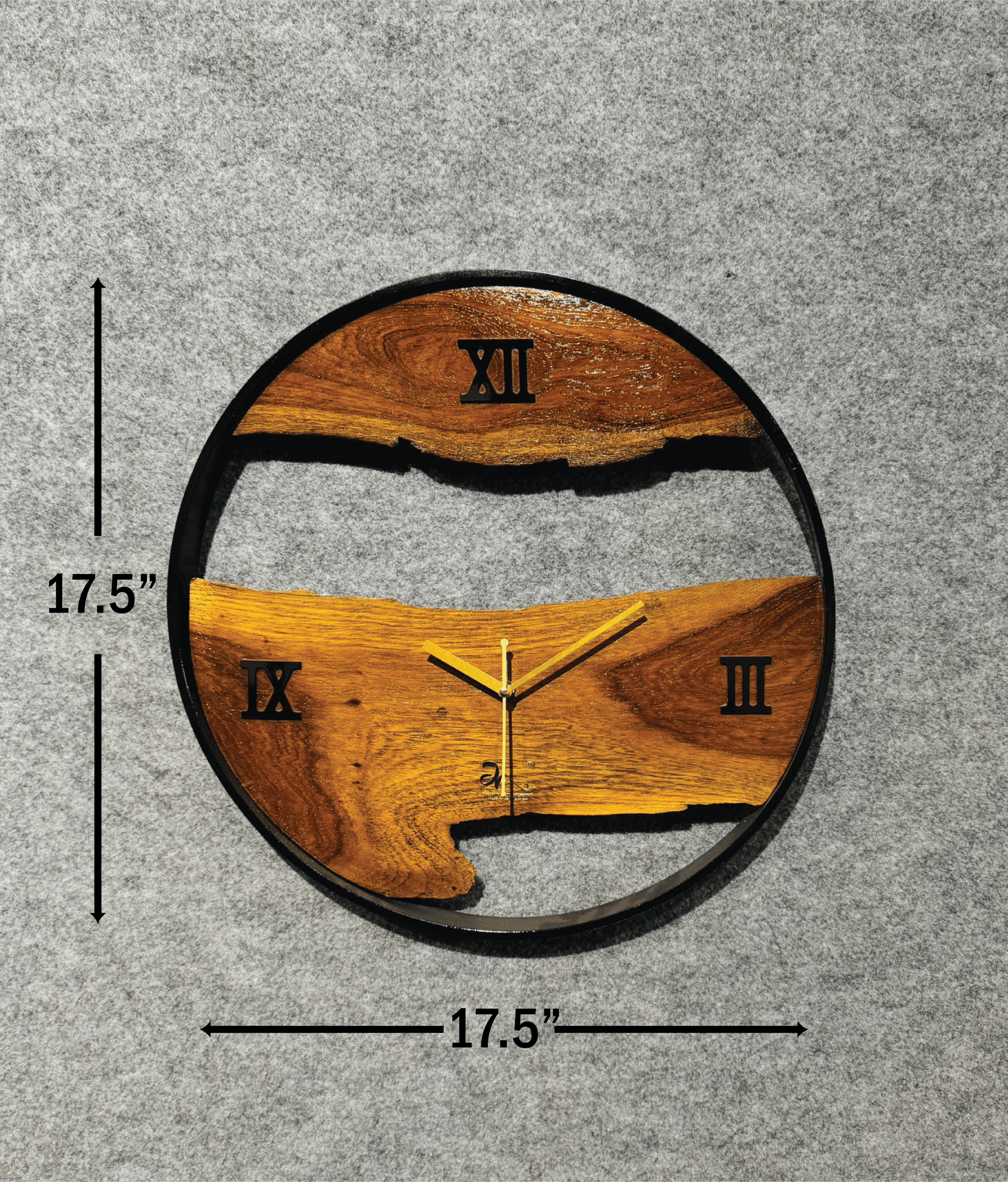 Handmade Natural Wood & Metal Frame Wall Clock - Image 6
